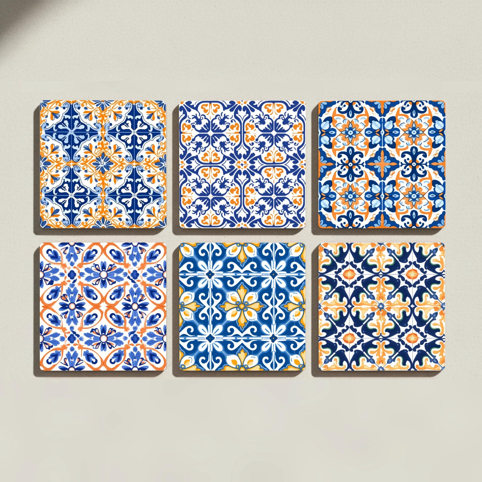 Portuguese Azulejo · Coaster Set with Cork — Coastal Living Gift