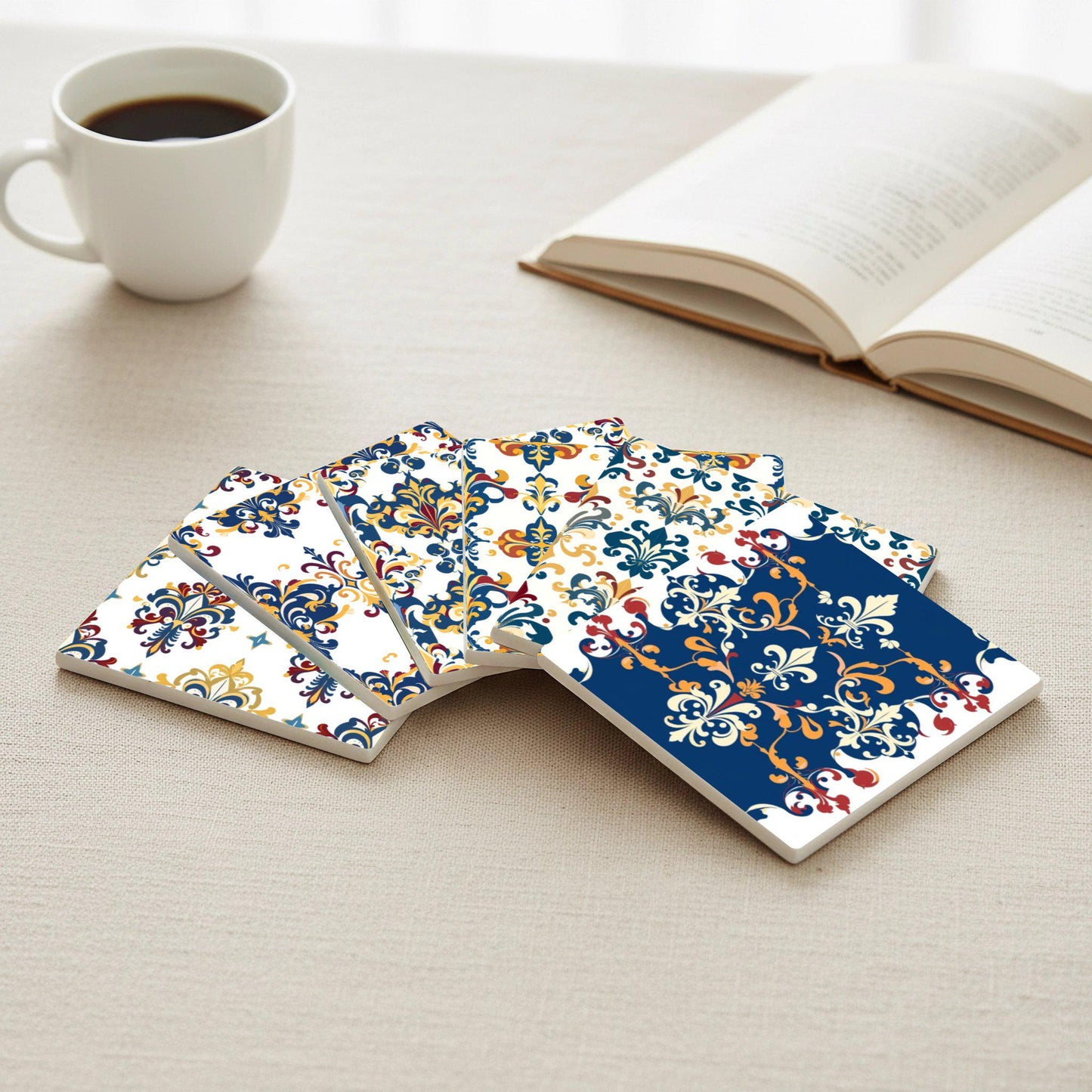 Keramik-Untersetzer Diseño von mandala Indisch — Tisch-Set für Designfans