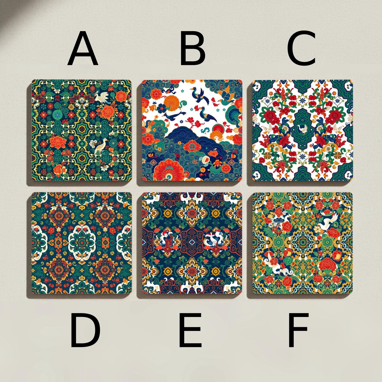 Batik del sudeste asiático — Keramik-Untersetzer-Set · Tisch-Set für Designfans
