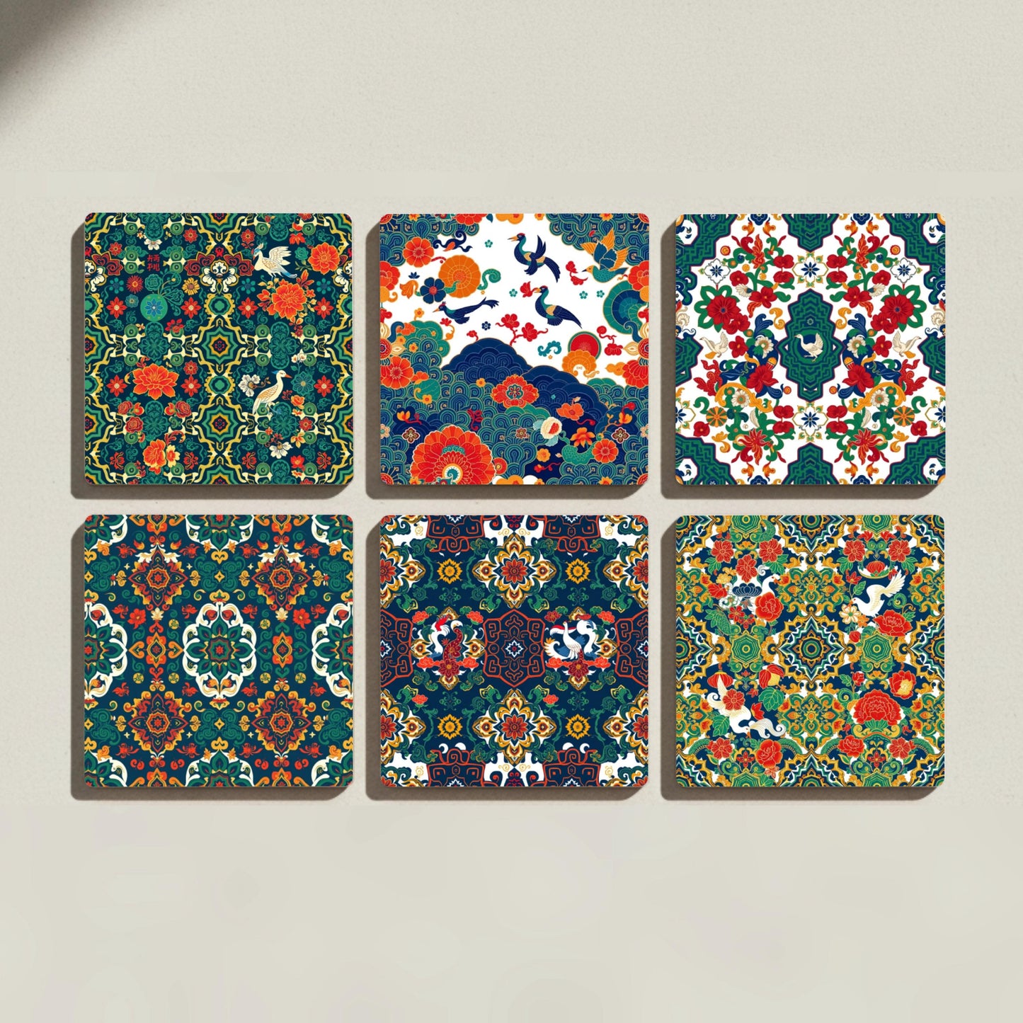 Batik del sudeste asiático — Keramik-Untersetzer-Set · Tisch-Set für Designfans