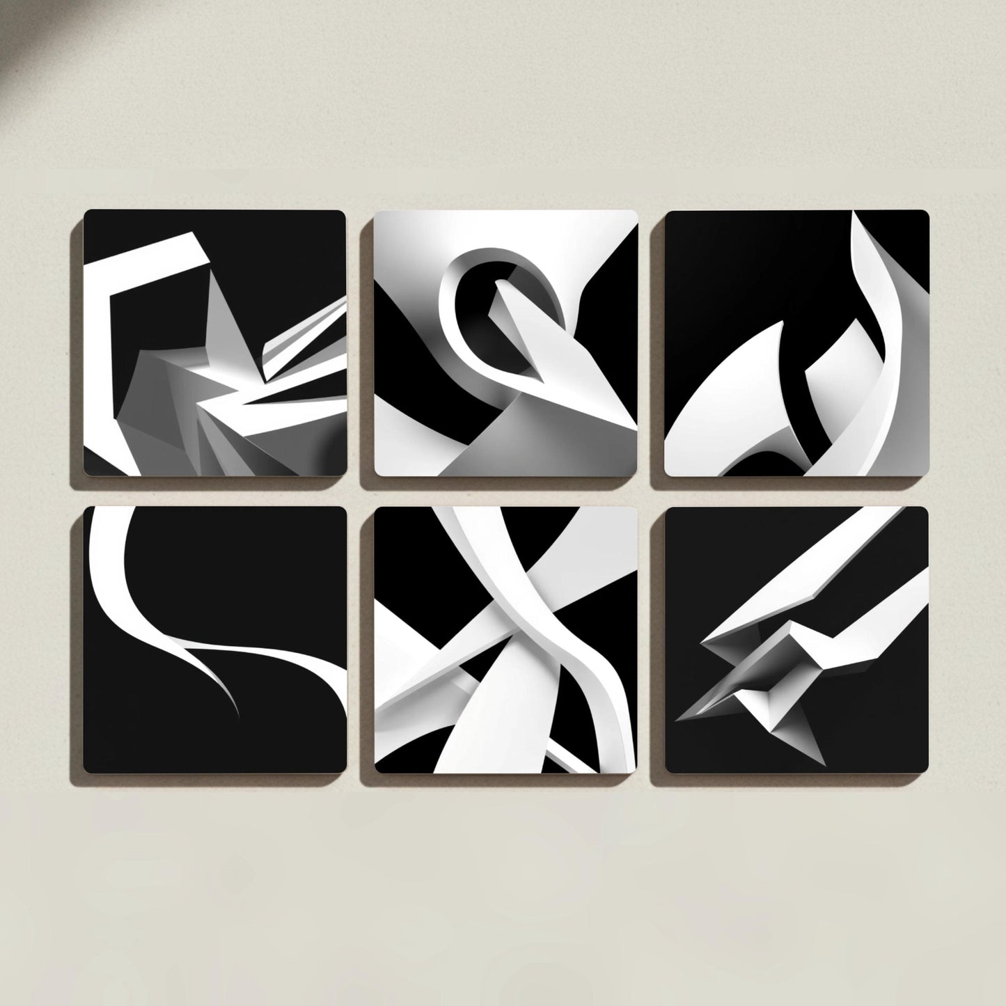 Diseño Geometric abstracto · Coaster Set with Cork — Geometric & Deco
