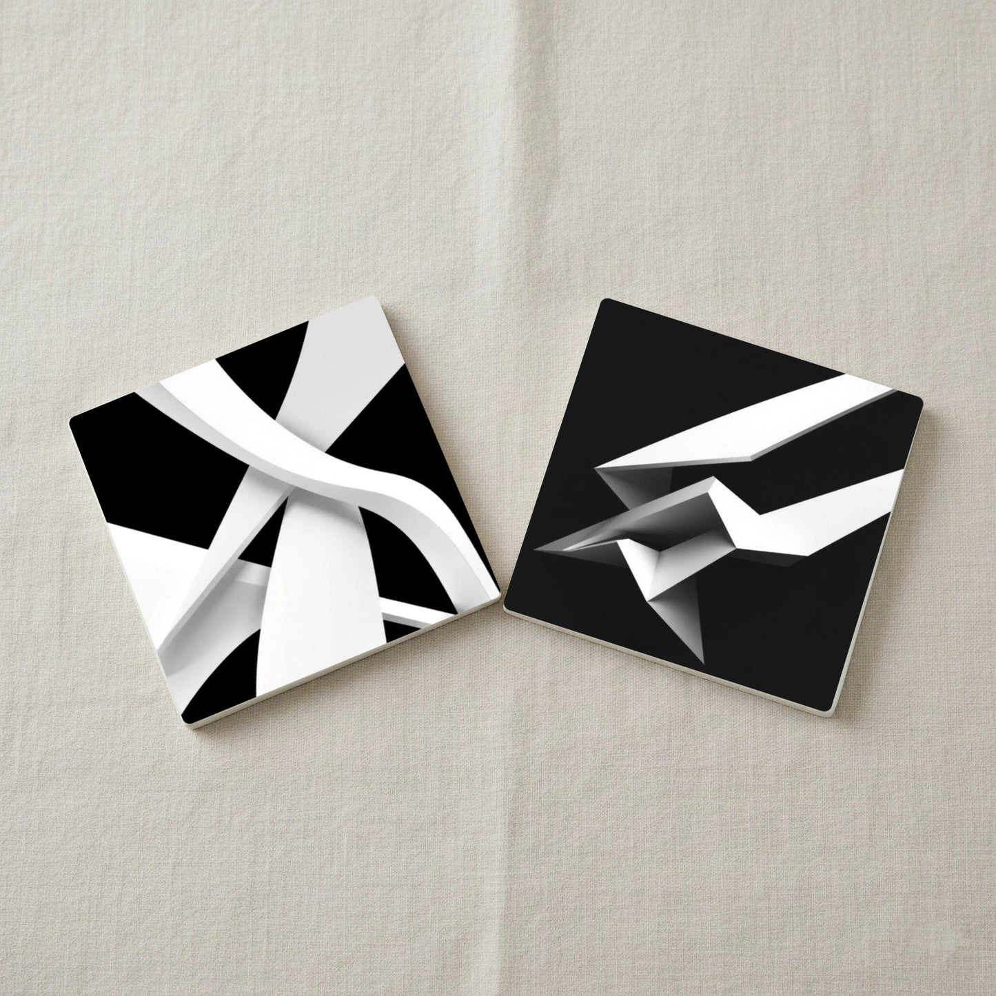 Diseño Geometric abstracto · Coaster Set with Cork — Geometric & Deco