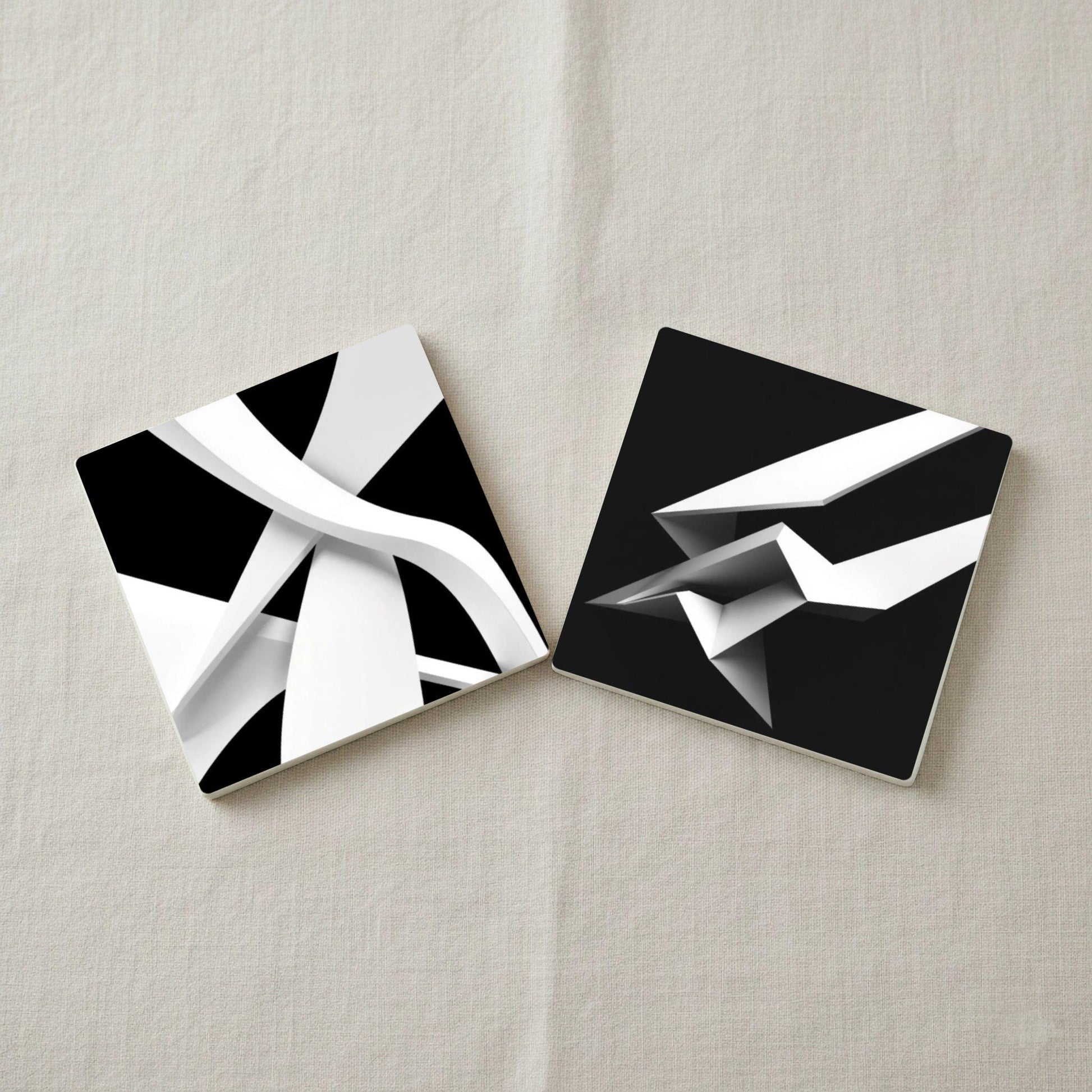 Diseño Geometric abstracto · Coaster Set with Cork — Geometric & Deco