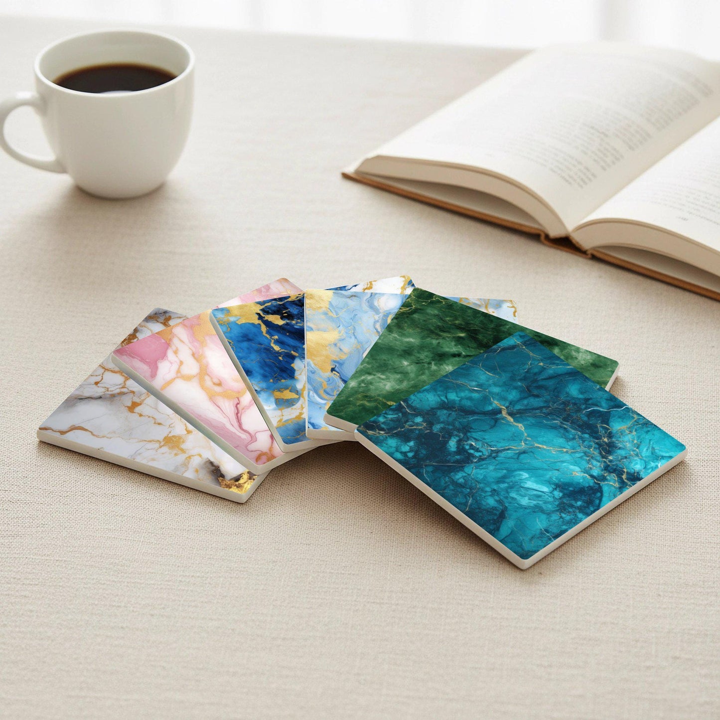 Ceramic Coasters Marble with vetas Golden — Design-Lover's Table Set