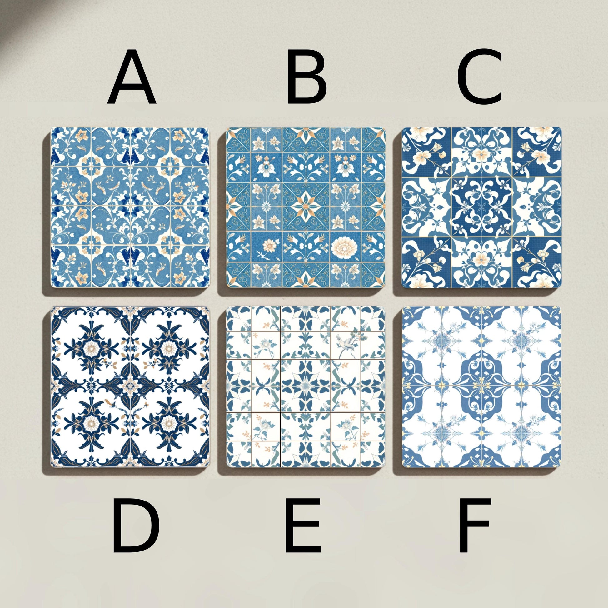 Posavasos Azulejos portugueses - Posavasos de cerámica azul y blanca