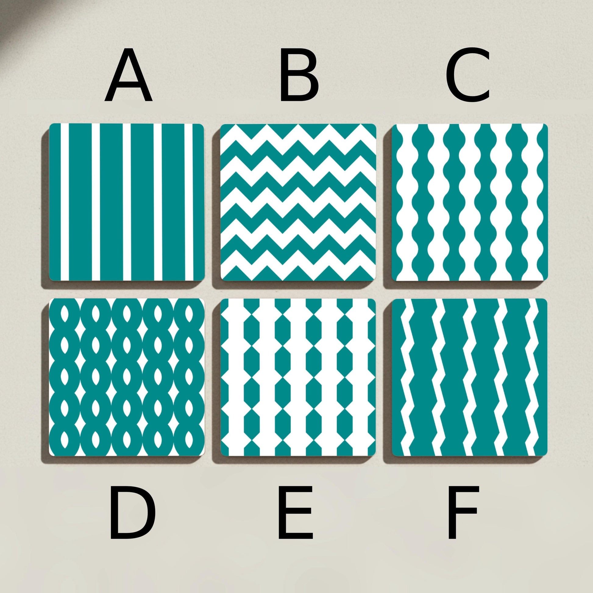 Verde azulado - Juego de posavasos con diseño geométrico · Dessous de Verre avec Liège — Dessous de Verre à Motifs Modernes