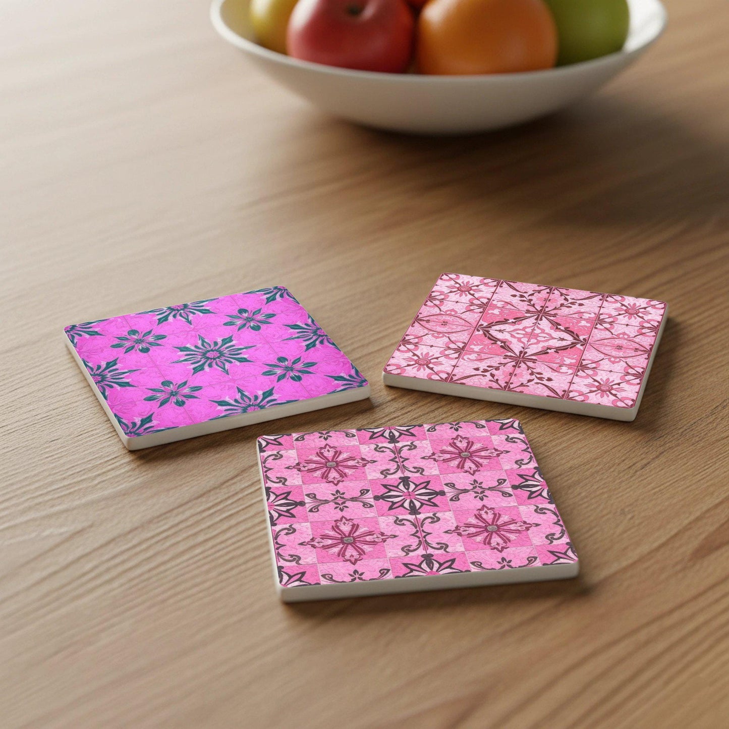 Posavasos Vintage de azulejos rosas