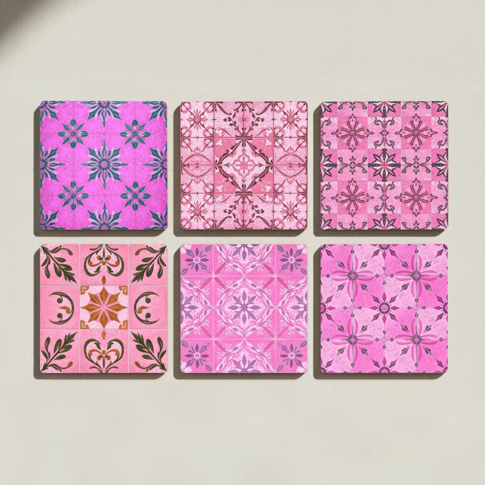 Posavasos Vintage de azulejos rosas