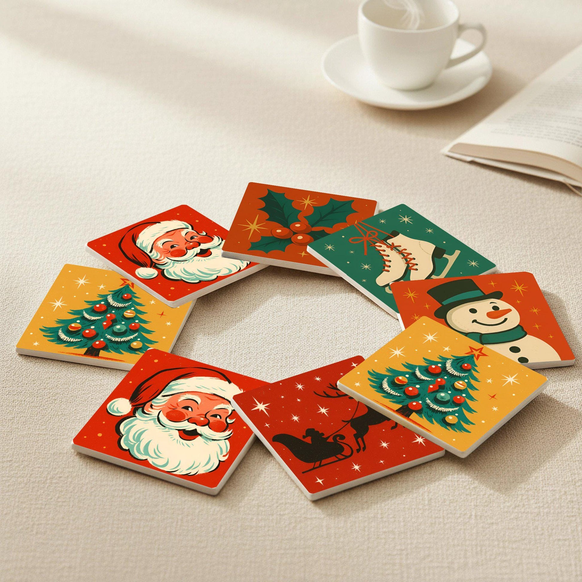 Posavasos Navideños retro de cerámica
