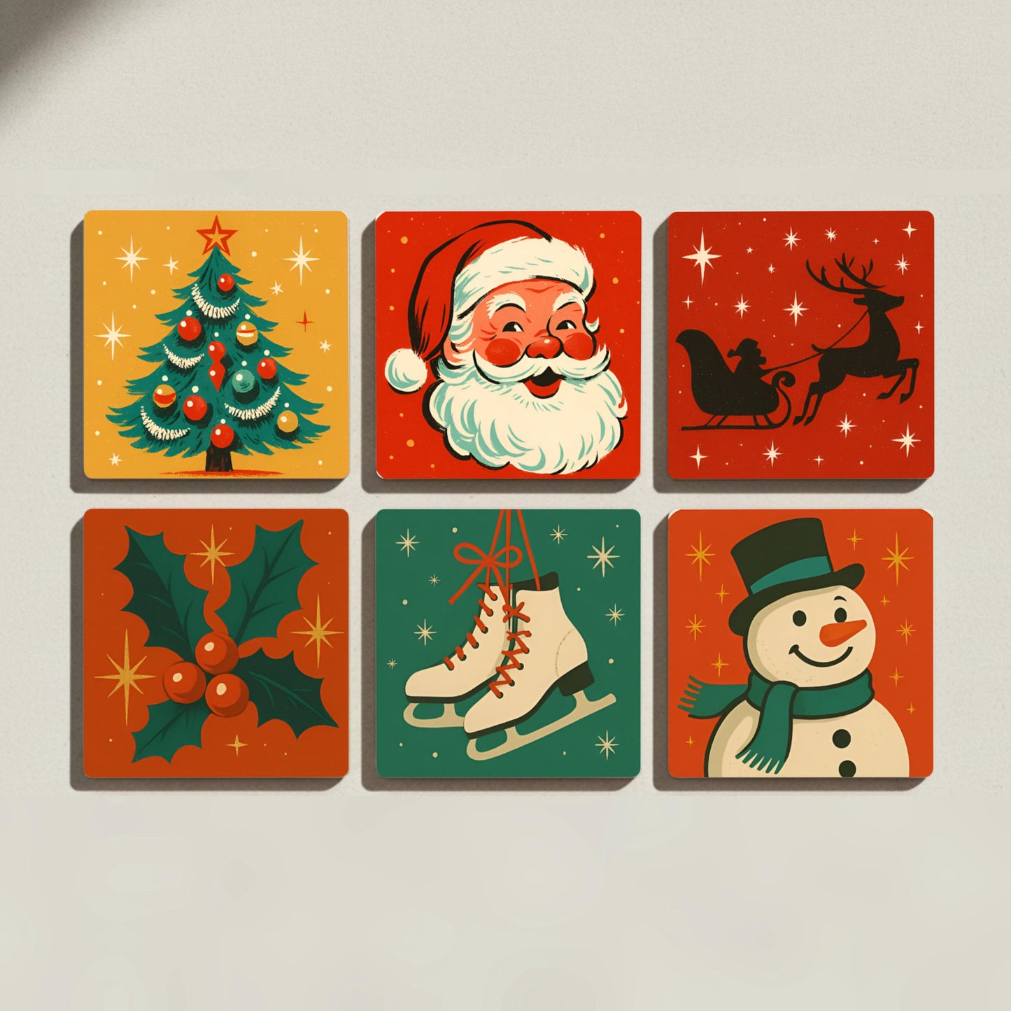 Posavasos Navideños retro de cerámica