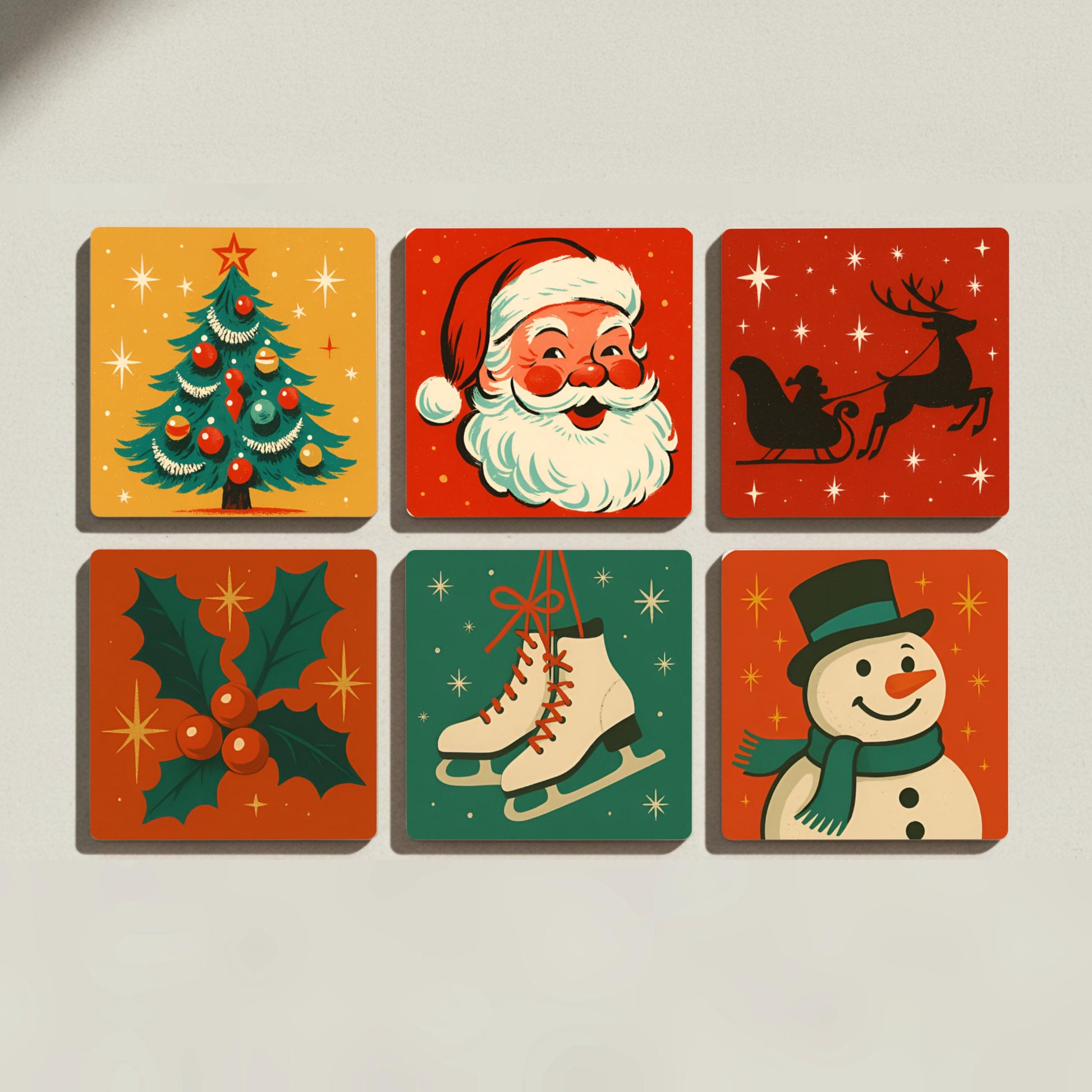 Posavasos Navideños retro de cerámica