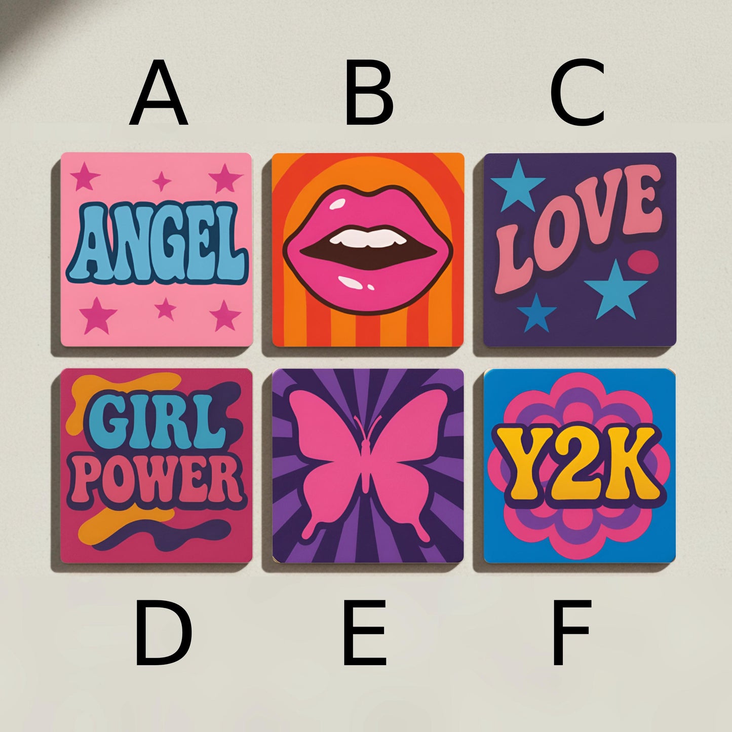 Keramik-Untersetzer Estilo pop art Y2K — Tisch-Set für Designfans