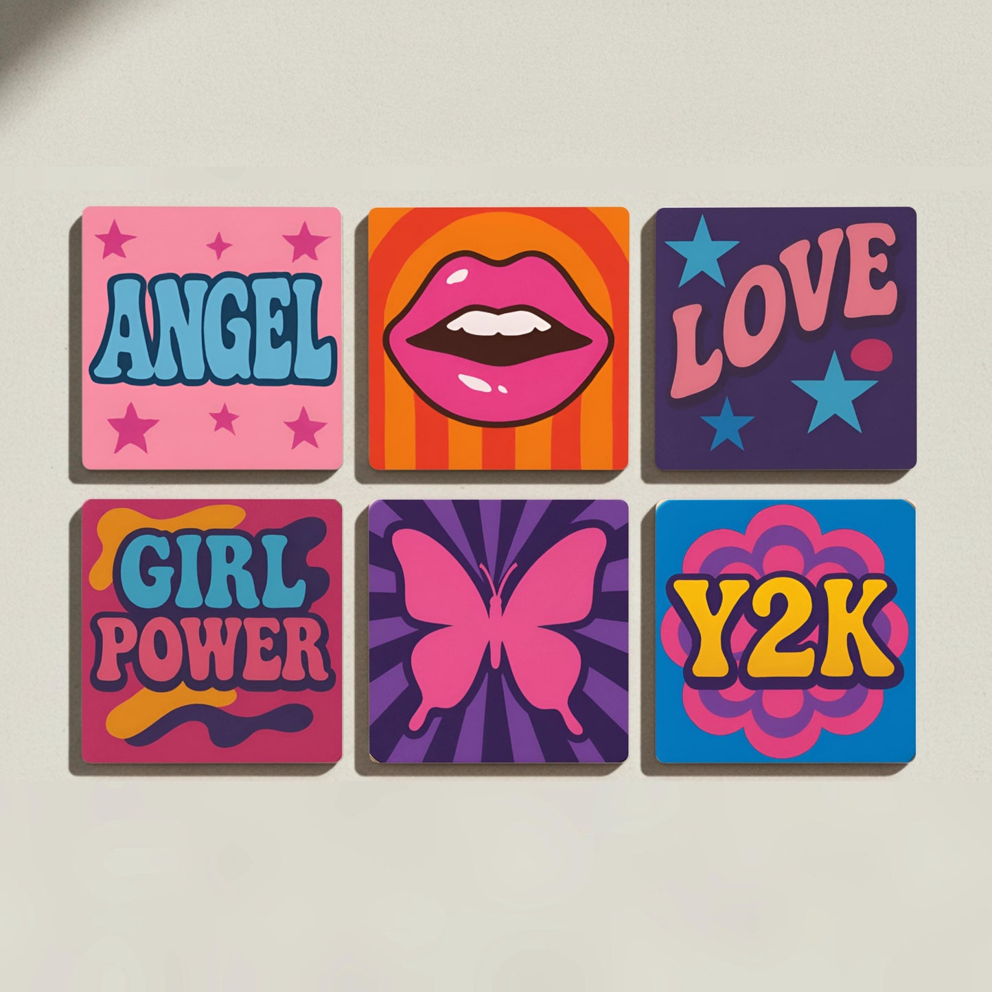 Keramik-Untersetzer Estilo pop art Y2K — Tisch-Set für Designfans