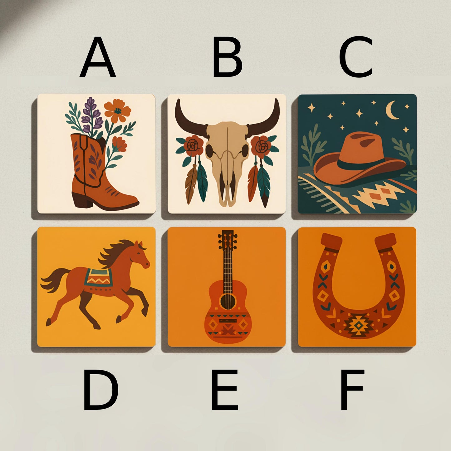 Style western · Coaster Set with Cork — Fine-Art Drinkware Décor