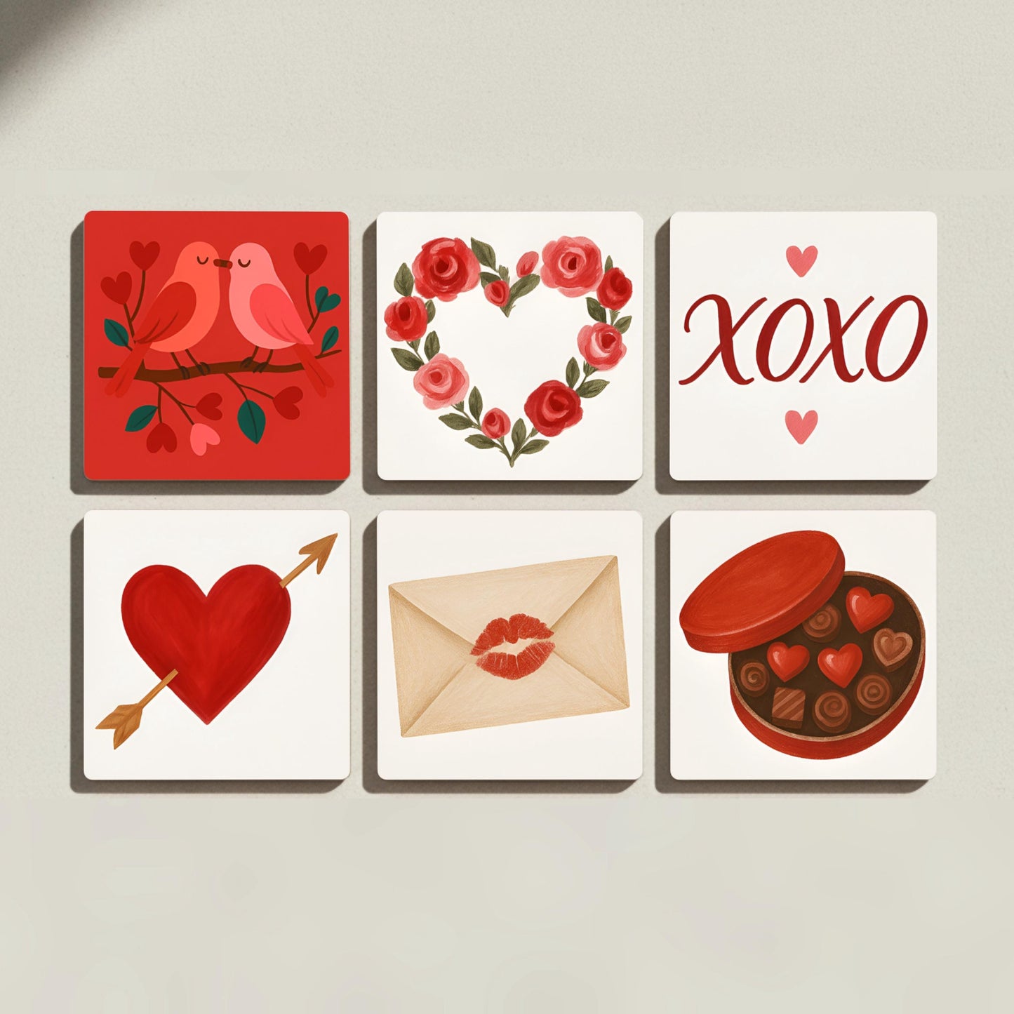 Dessous de Verre Románticos de cerámica con ilustraciones de amor, decoración de mesa — Dessous de Verre à Motifs Modernes