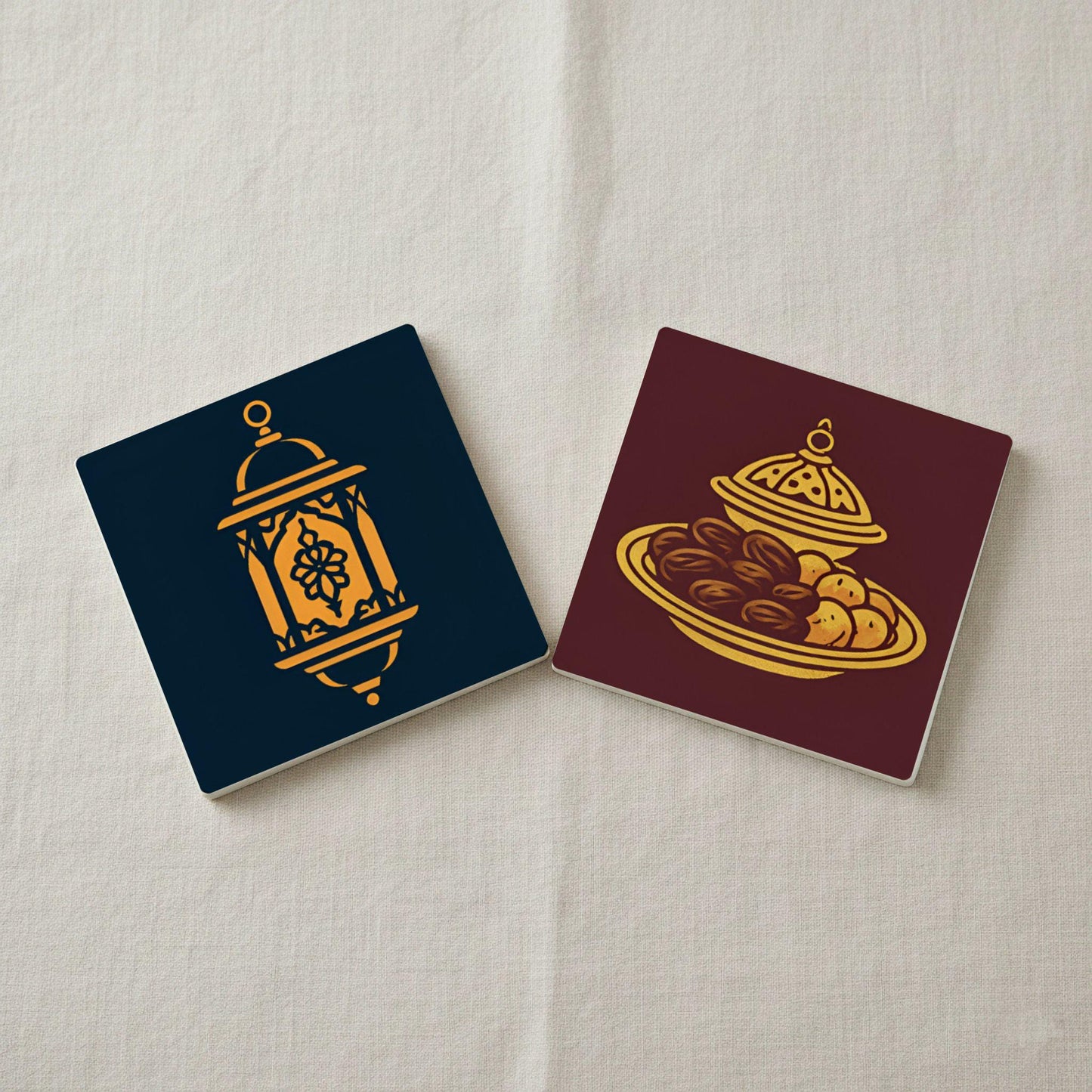 Para Eid Mubarak / Posavasos de azulejos para celebración islámica / D — Set de Dessous de Verre en Céramique · Set de Table pour Amateurs de Design