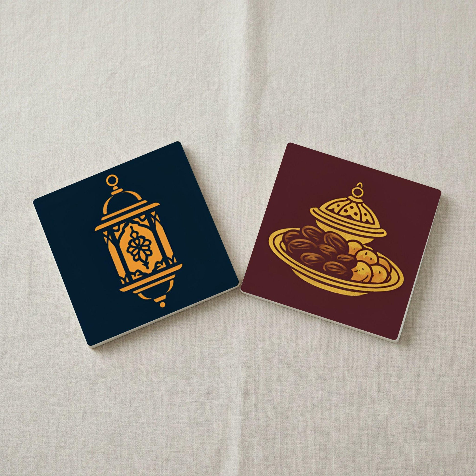 Para Eid Mubarak / Posavasos de azulejos para celebración islámica / D — Set de Dessous de Verre en Céramique · Set de Table pour Amateurs de Design