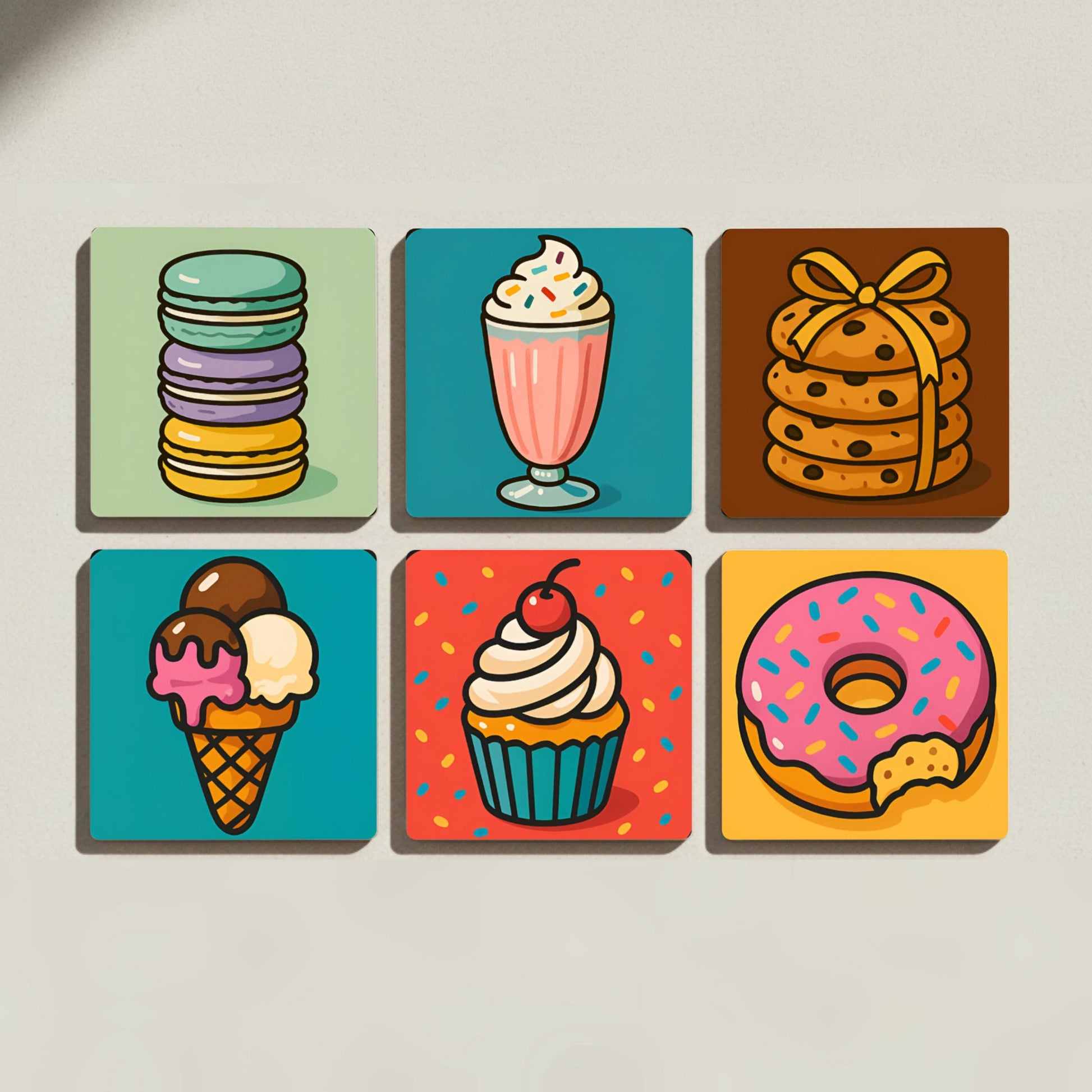 Diseño de dulces dulces / Decoración de cocina divertida — Ceramic Coaster Set · Modern Pattern Coasters
