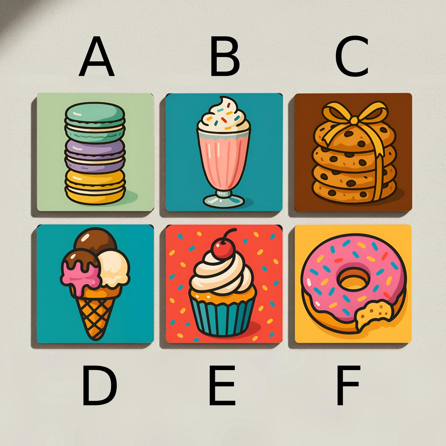 Diseño de dulces dulces / Decoración de cocina divertida — Ceramic Coaster Set · Modern Pattern Coasters