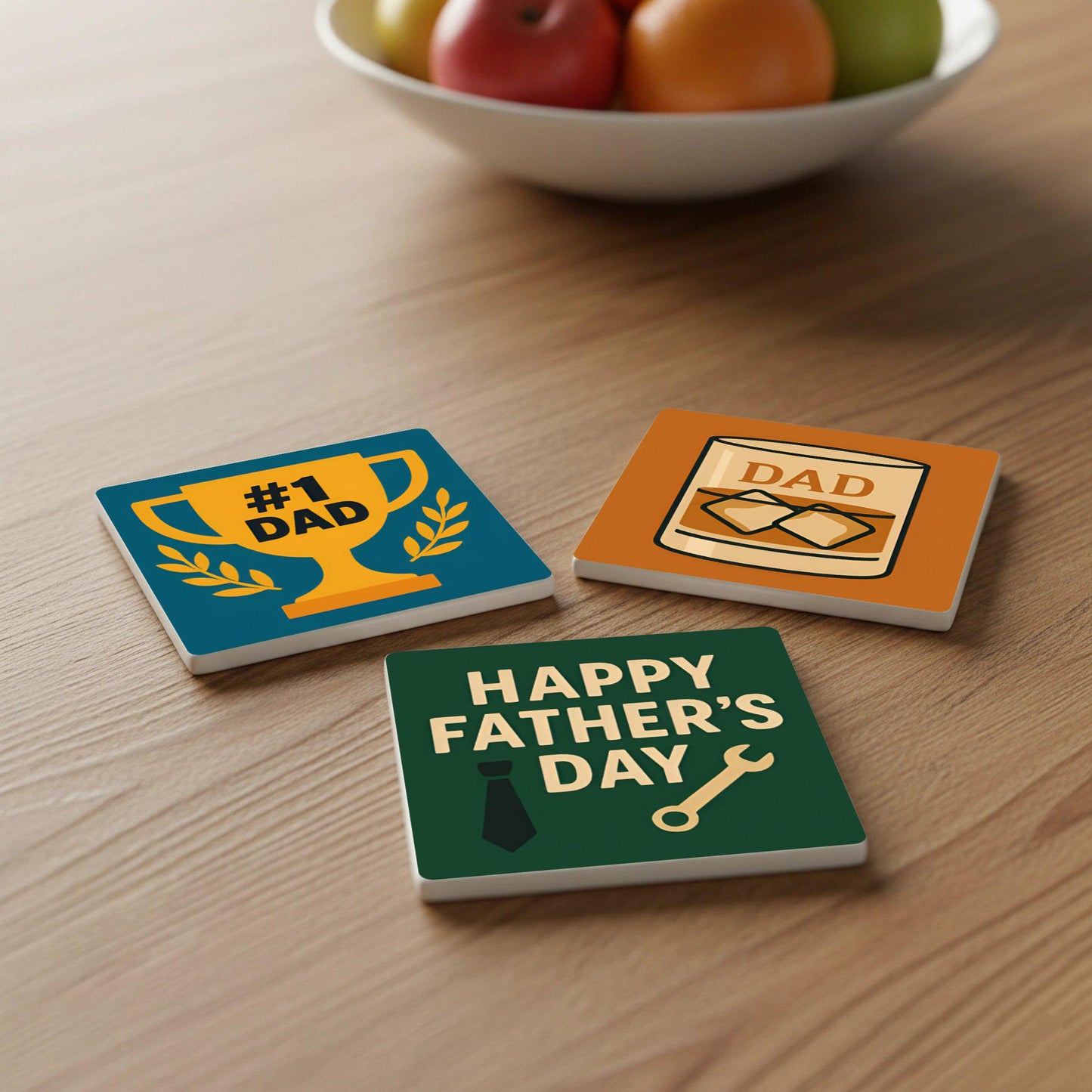 Posavasos Para papá / Decoración de mesa con parrilla, cerveza e iconos