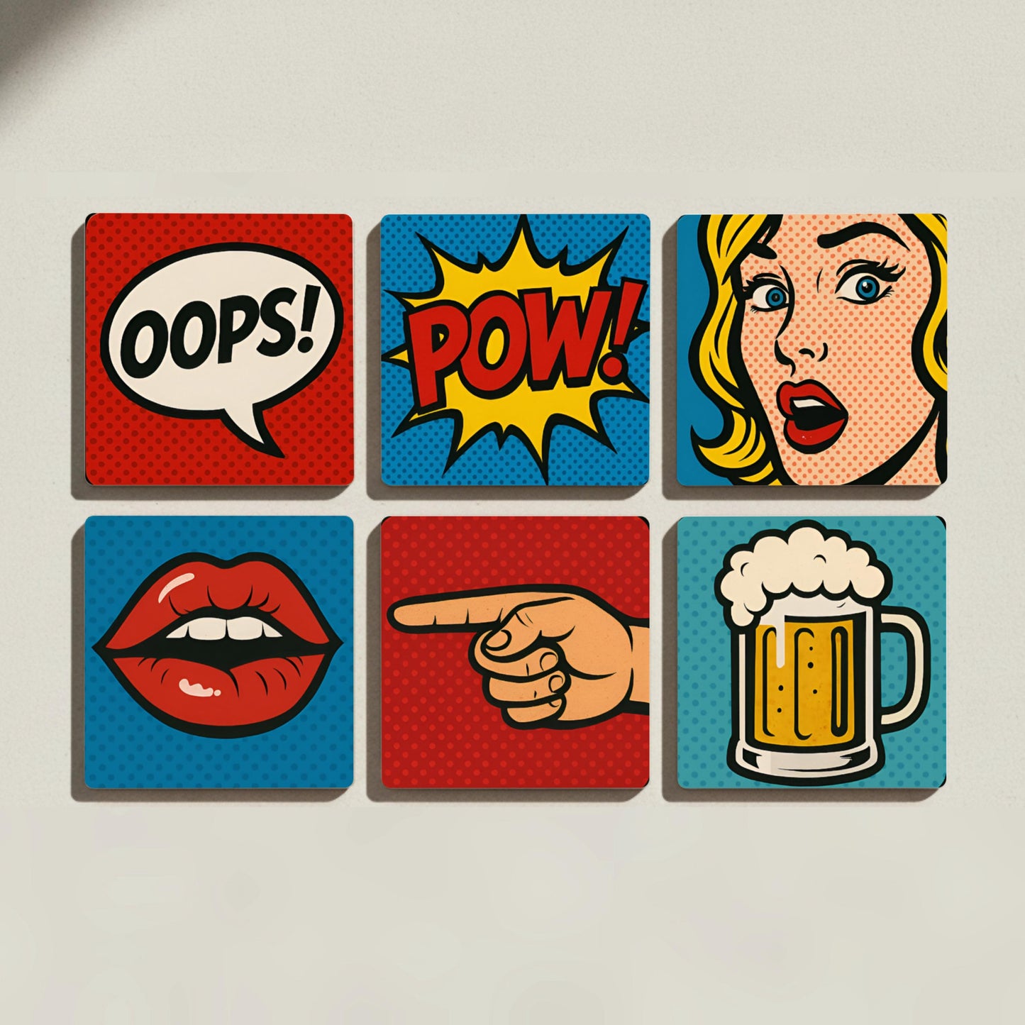 Posavasos Estilo pop art / Decoración de mesa estilo cómic