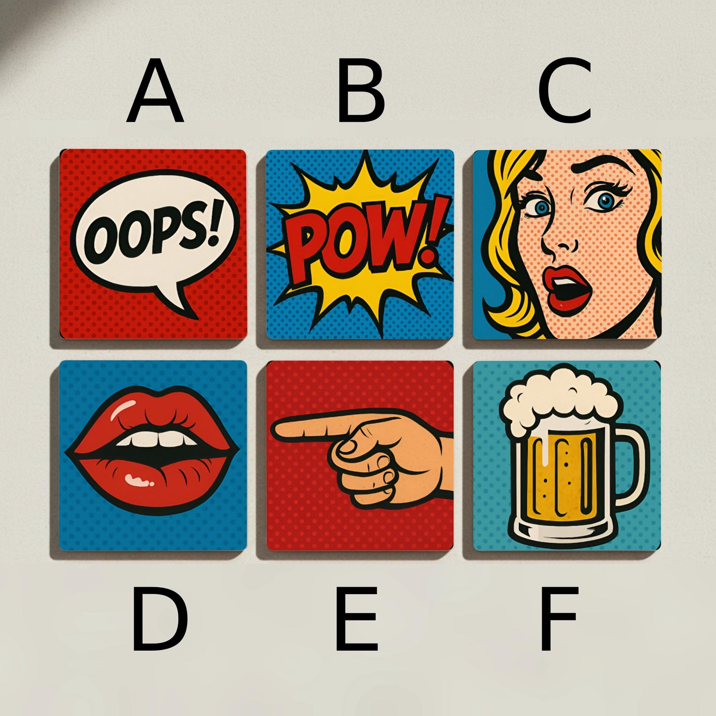 Posavasos Estilo pop art / Decoración de mesa estilo cómic