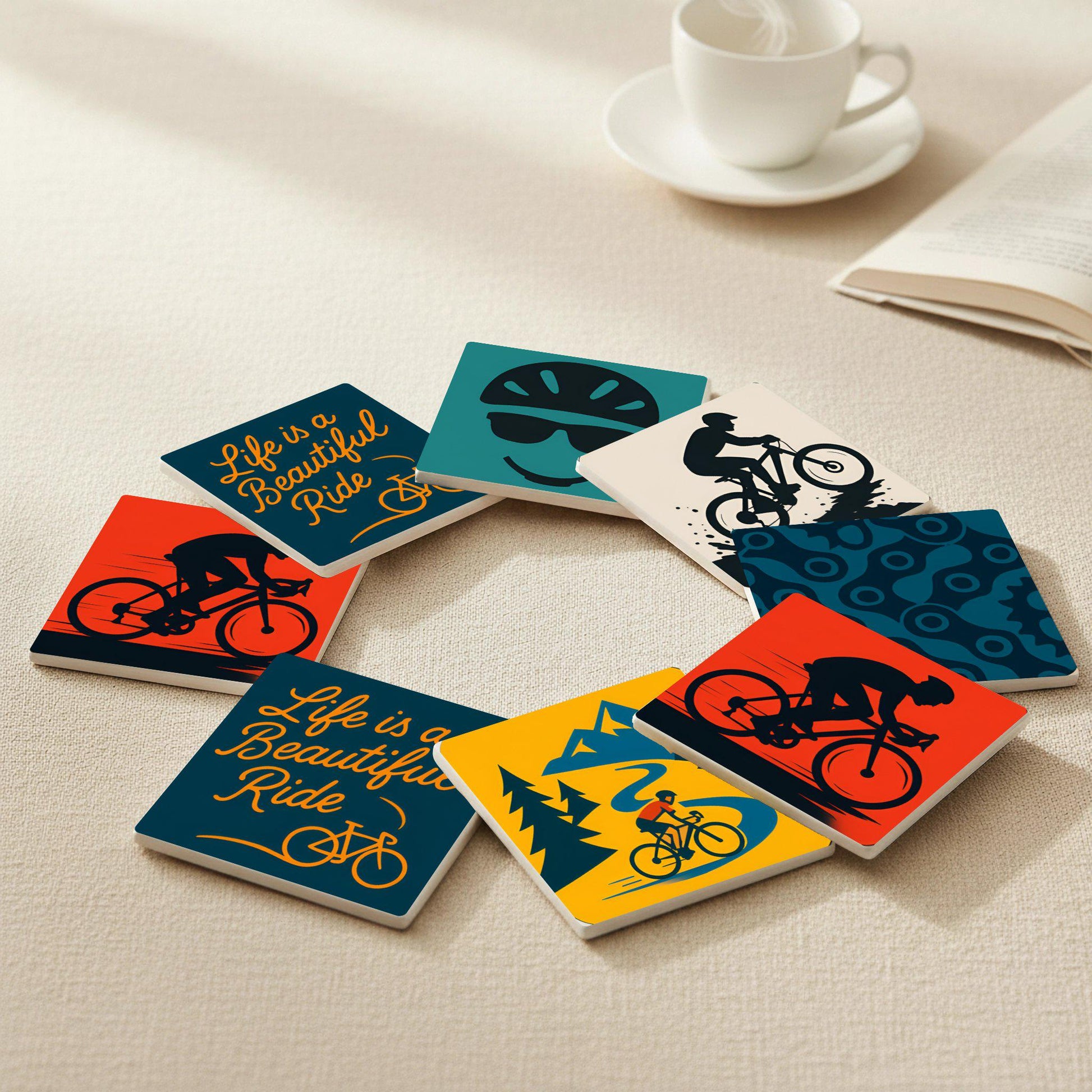 Posavasos Temática de ciclismo / Posavasos de azulejos inspirados en bicicletas 