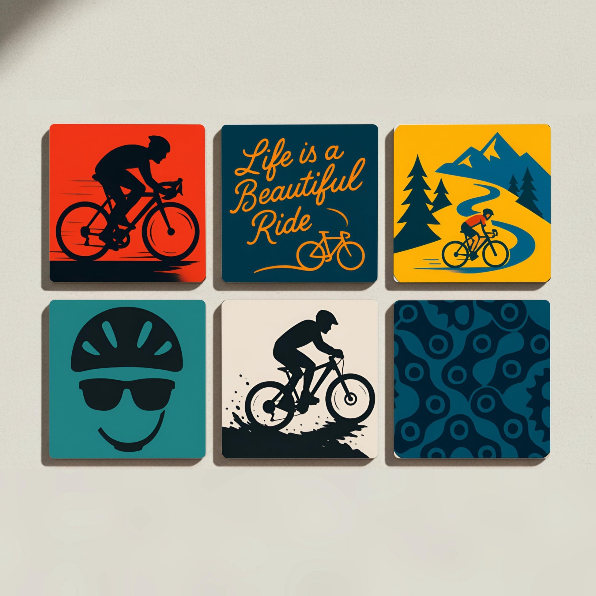 Posavasos Temática de ciclismo / Posavasos de azulejos inspirados en bicicletas 