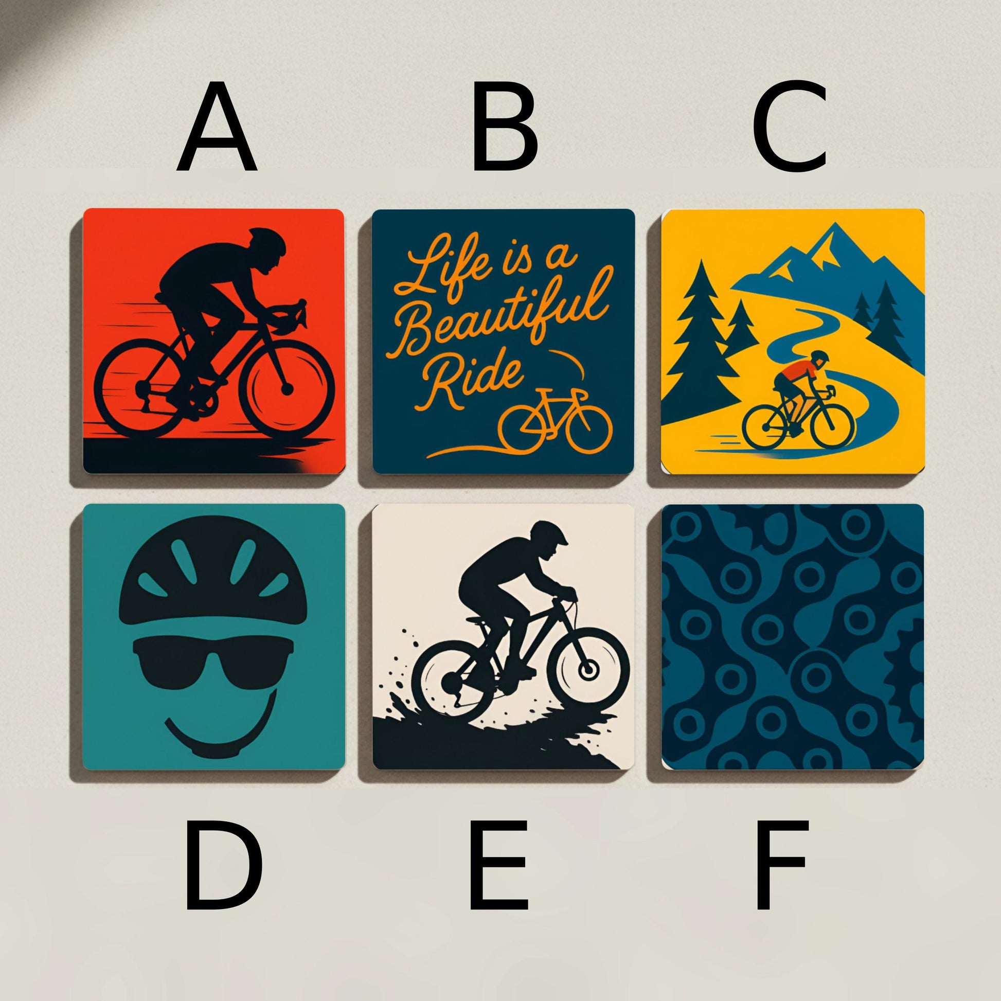 Posavasos Temática de ciclismo / Posavasos de azulejos inspirados en bicicletas 