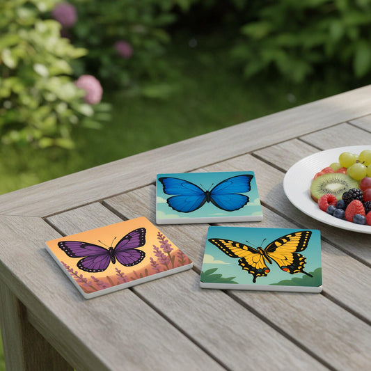 Posavasos Diseño de mariposas / Posavasos de azulejos inspirados en la naturalez