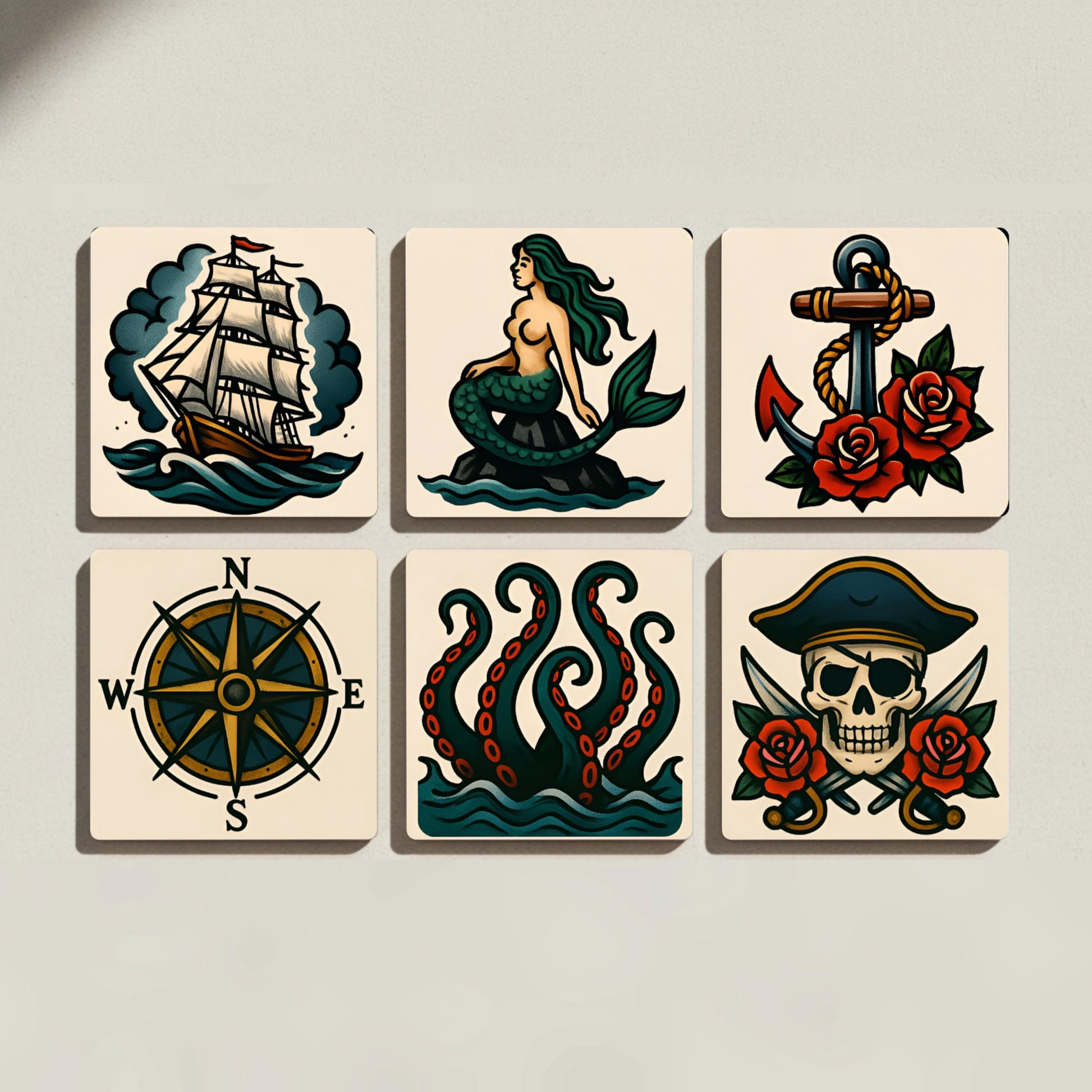 Posavasos Diseño de tatuaje náutico / Arte marinero vintage