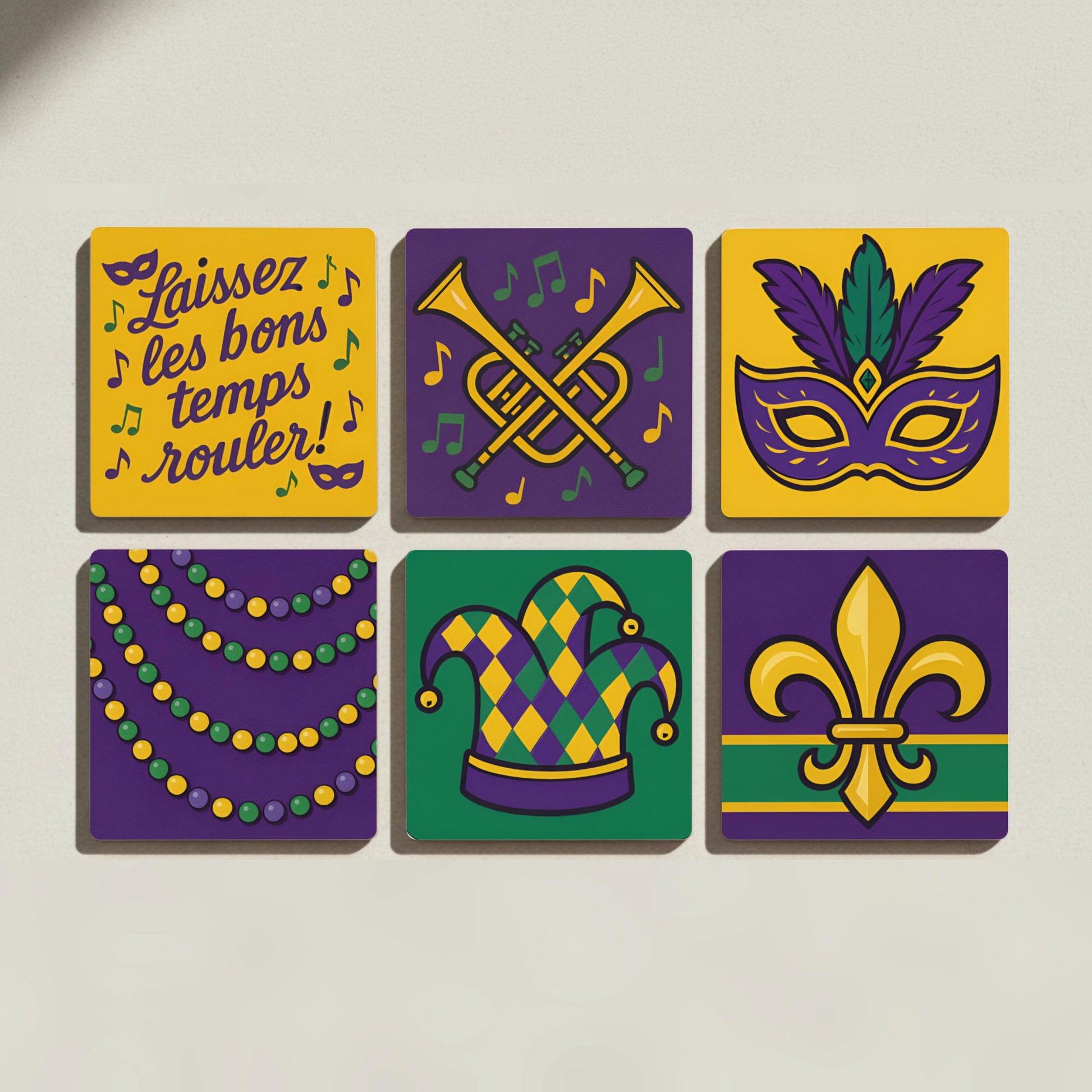 Mardi Gras / Decoración du Carnaval de Nueva Orleans — Set de Dessous de Verre en Céramique · Set de Table pour Amateurs de Design