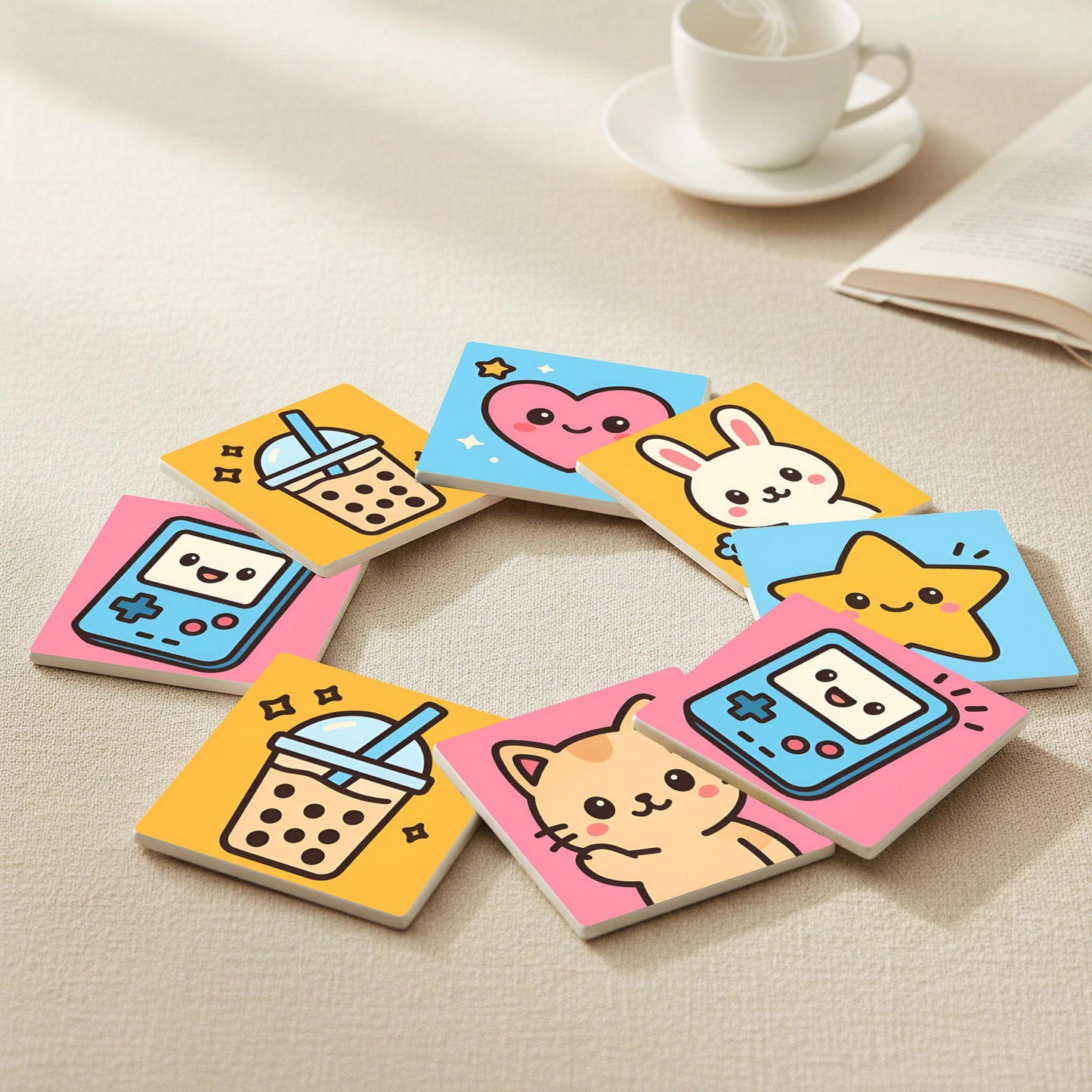 Posavasos Kawaii / Posavasos con personajes pastel