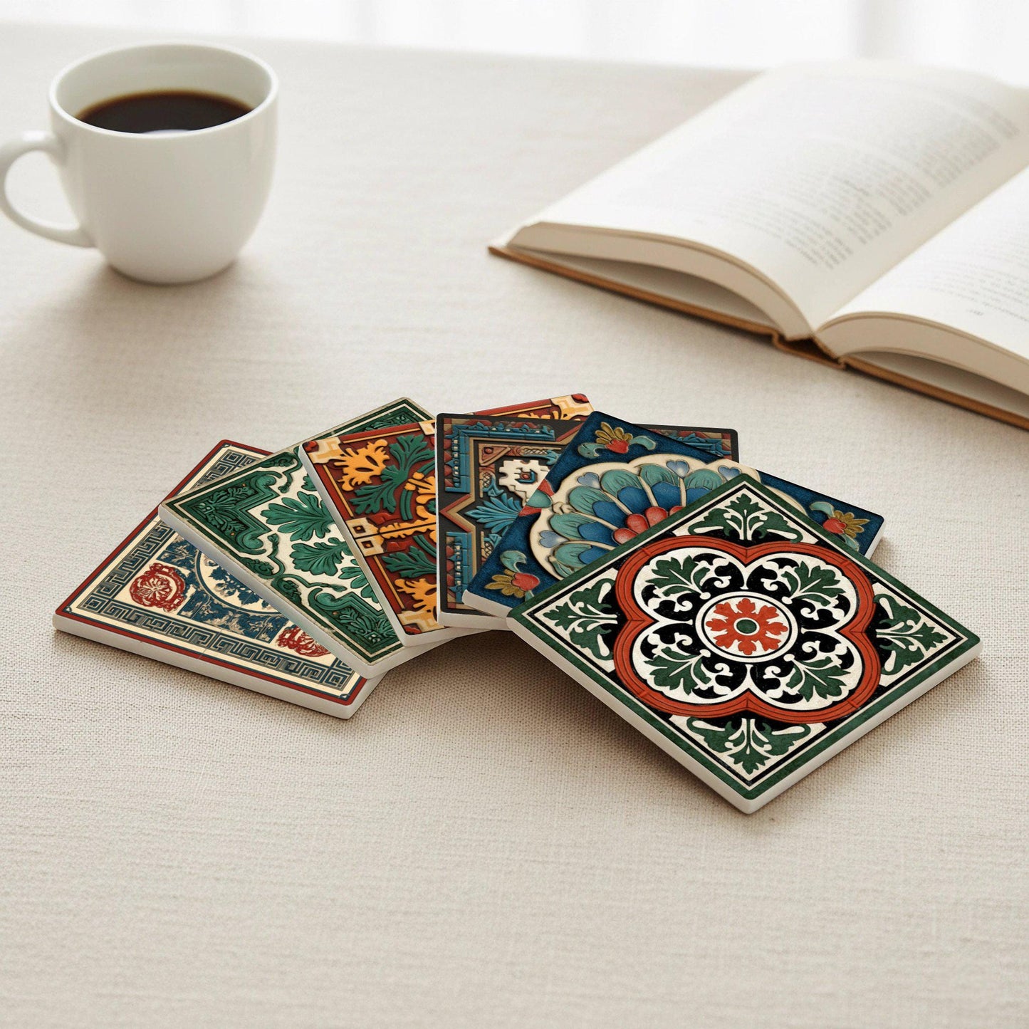 Varsavia — Set di Sottobicchieri in Ceramica · Regalo Ispirato al Giardino
