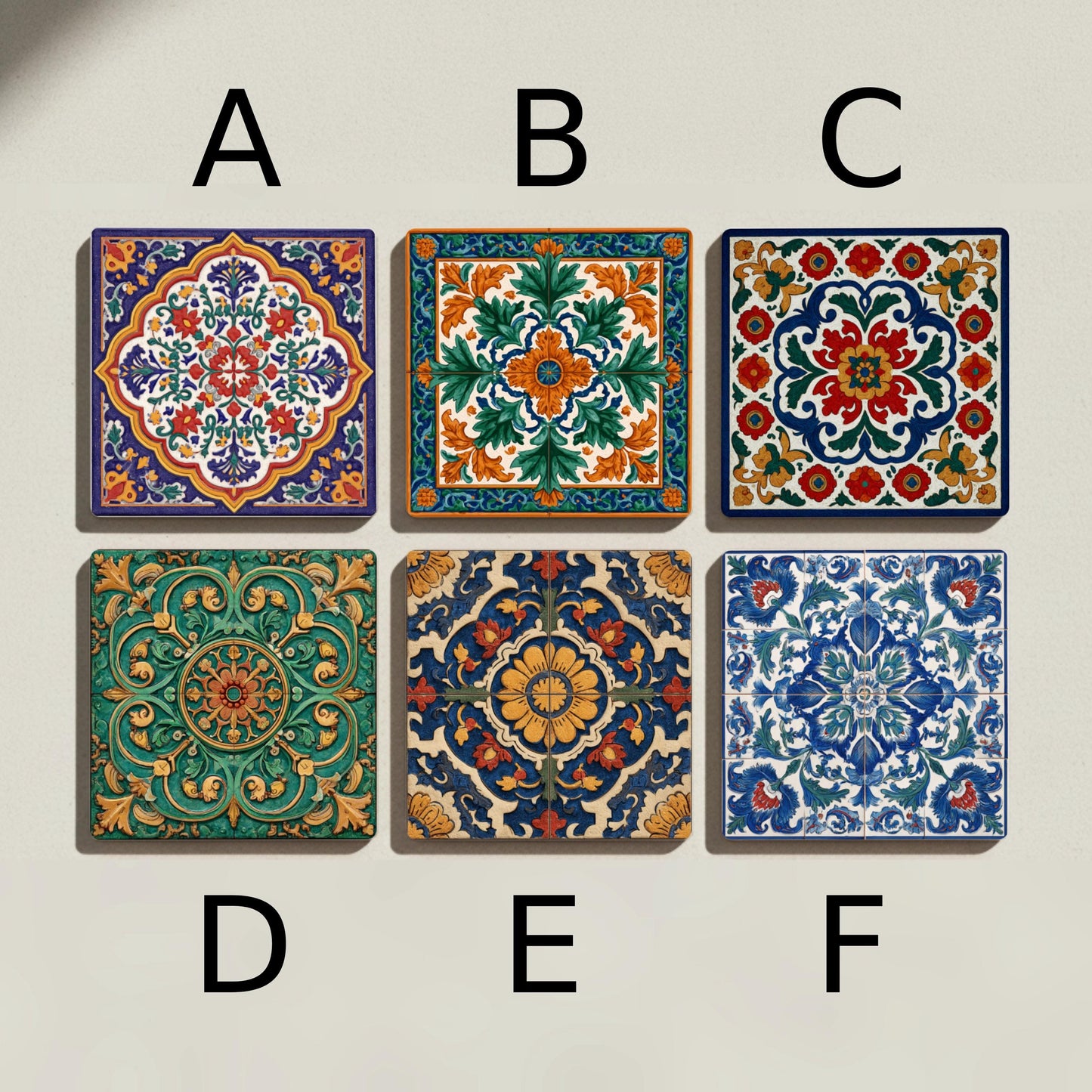 Portuguesa · Coaster Set with Cork — Geometric & Deco