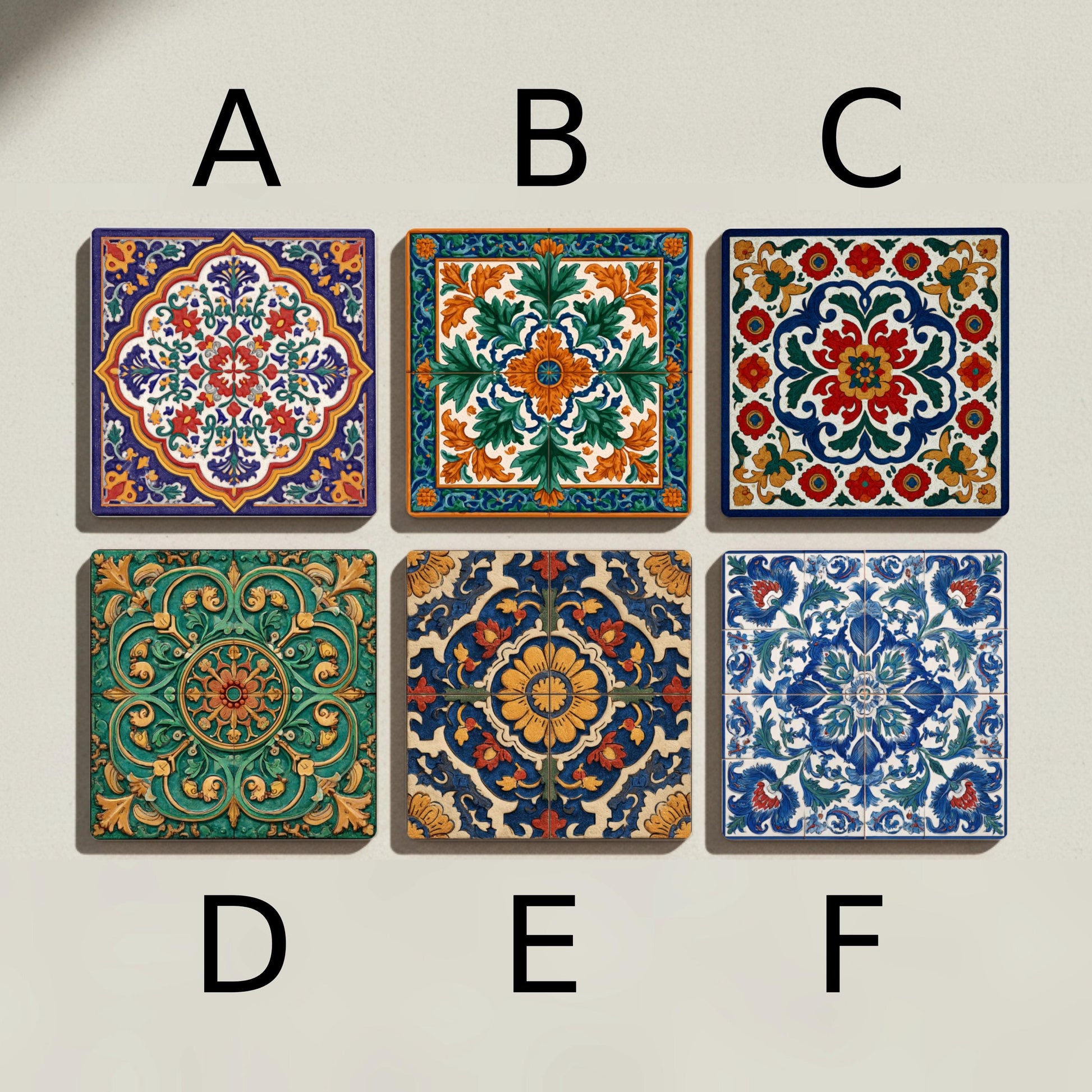 Portuguesa · Coaster Set with Cork — Geometric & Deco