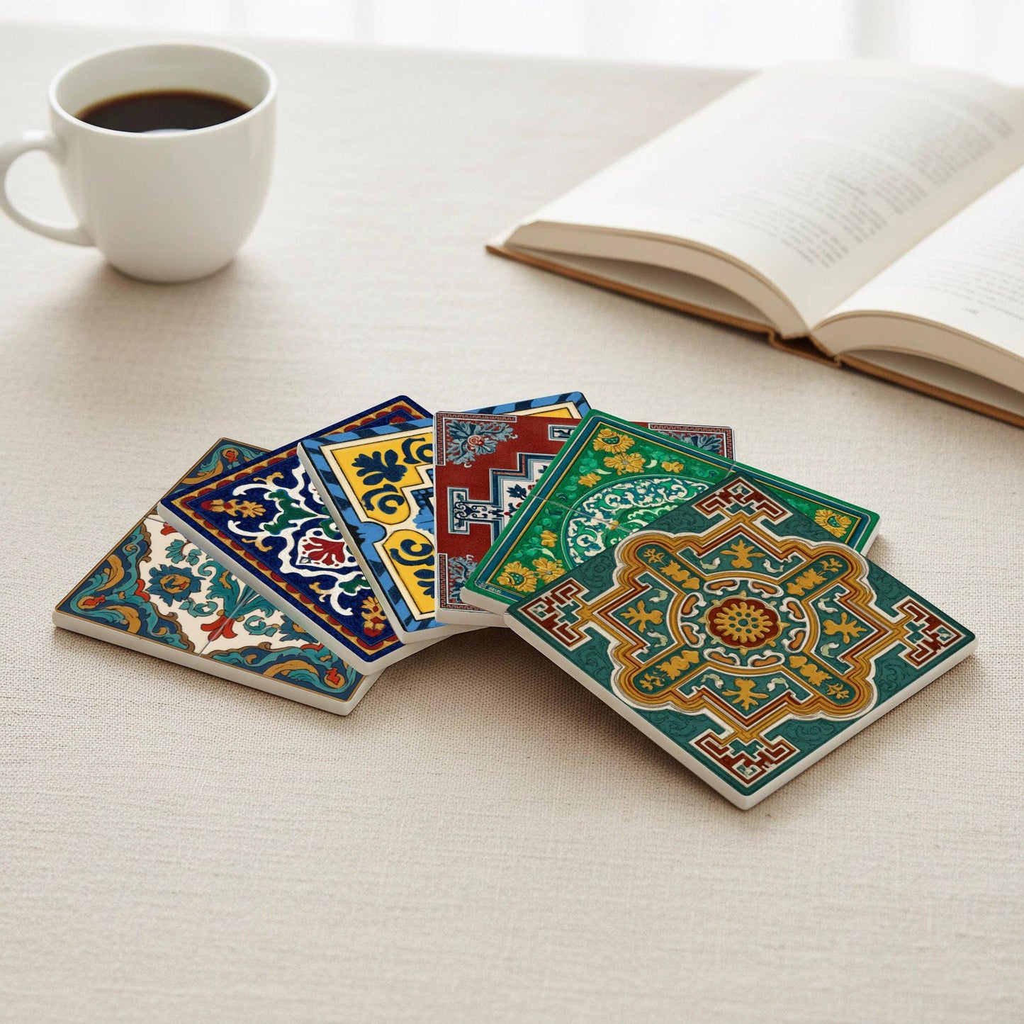 Dessous de Verre Azulejos rumanos — Set de Table pour Amateurs de Design