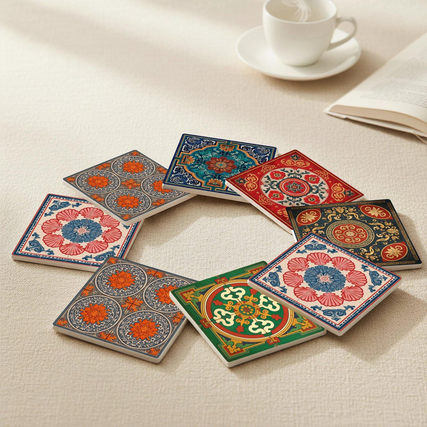 Coast atlántica — Ceramic Coaster Set · Seaside Table Décor
