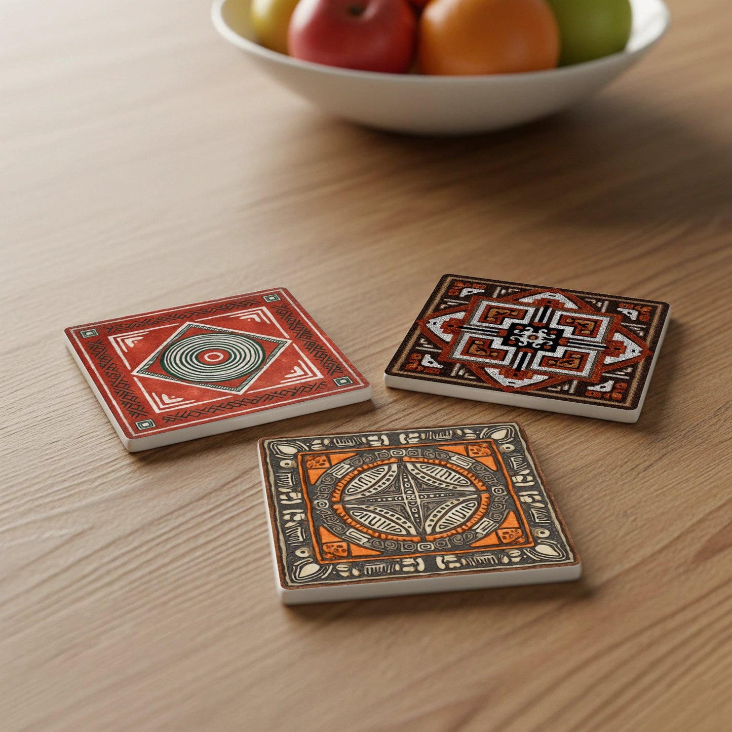 Géométrie de tierra du Vallée du Rift de Kenia — Set de Dessous de Verre en Céramique · Géométrique et Déco