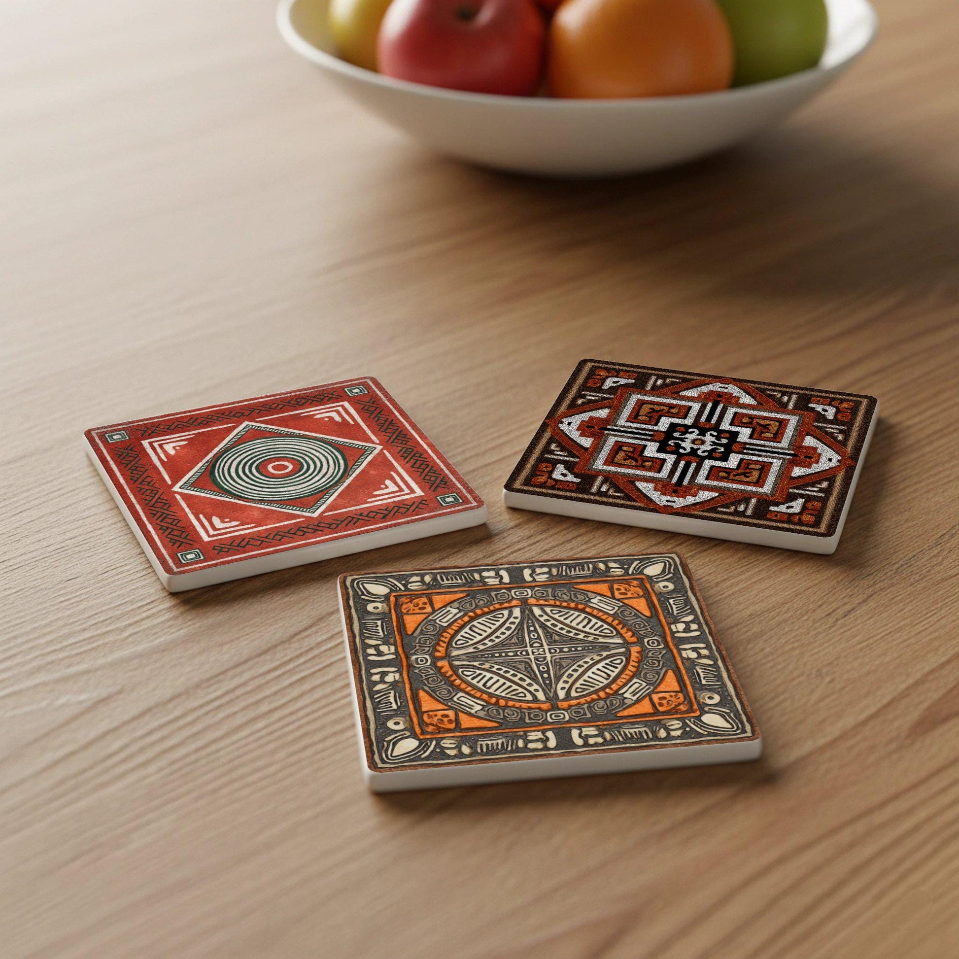 Géométrie de tierra du Vallée du Rift de Kenia — Set de Dessous de Verre en Céramique · Géométrique et Déco