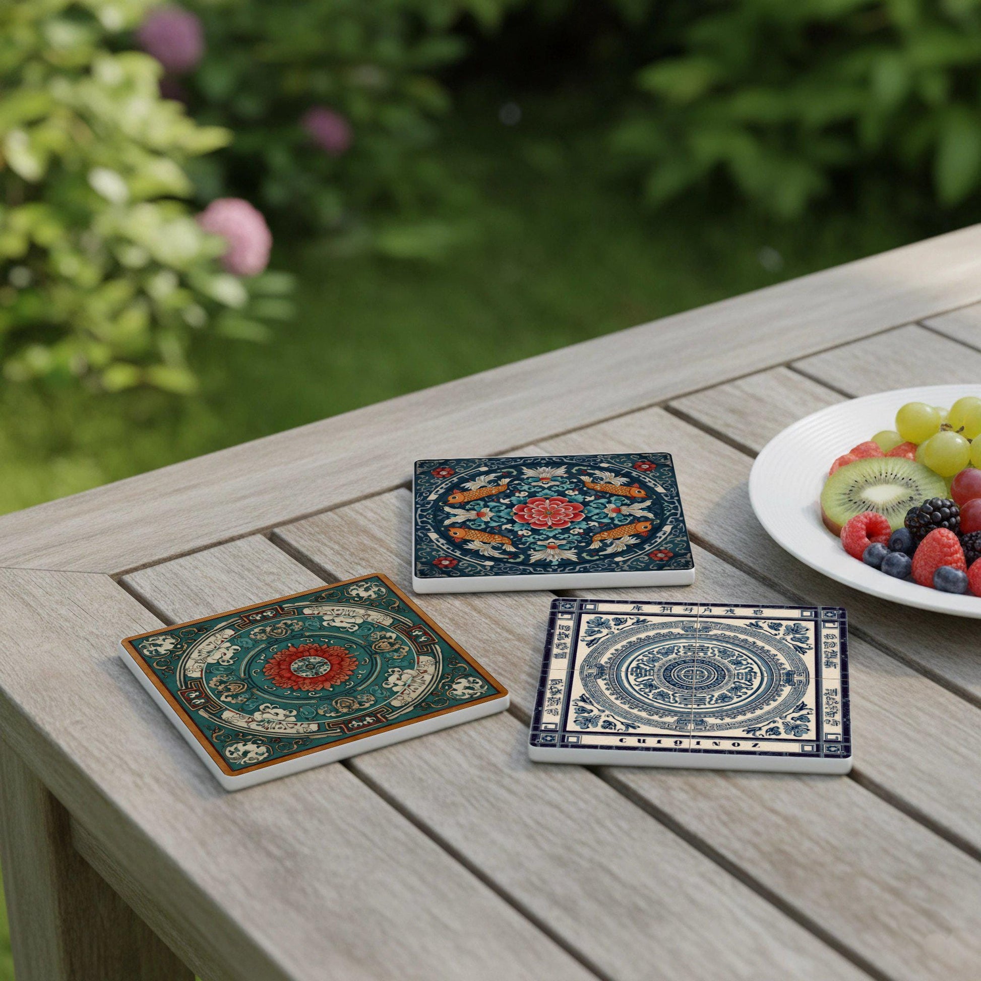 Ceramic Coasters Dinastía Qing — Geometric & Deco