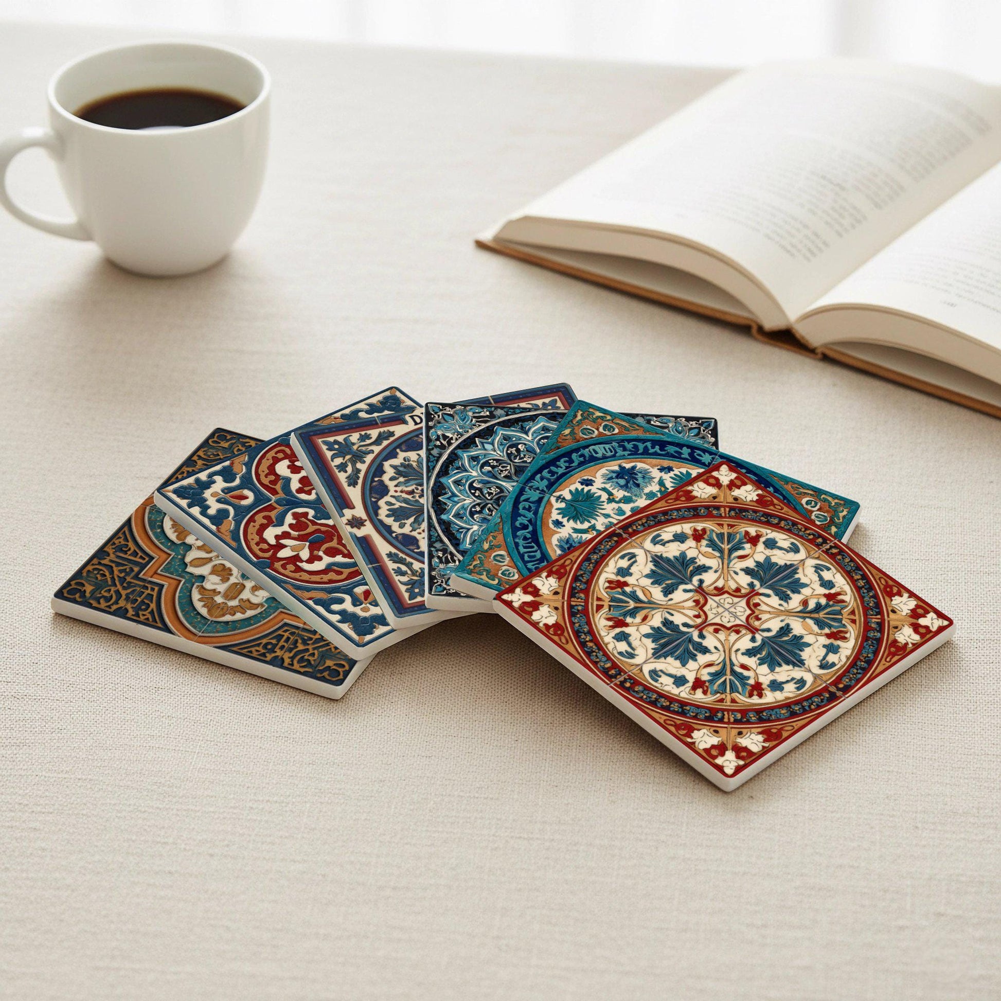 Azulejos con medallones islámicos de Dubái · Dessous de Verre avec Liège — Géométrique et Déco