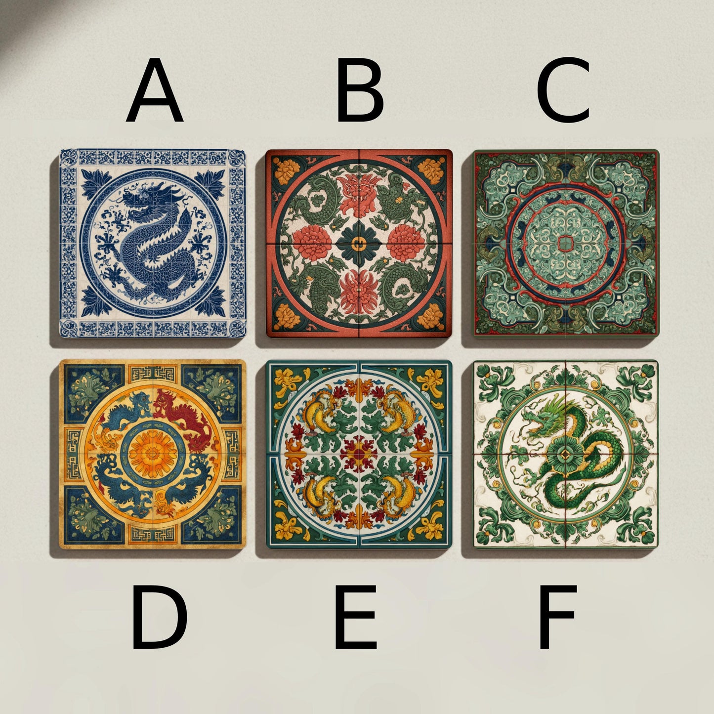 Diseño de Dragon imperial — Set de Dessous de Verre en Céramique · Géométrique et Déco