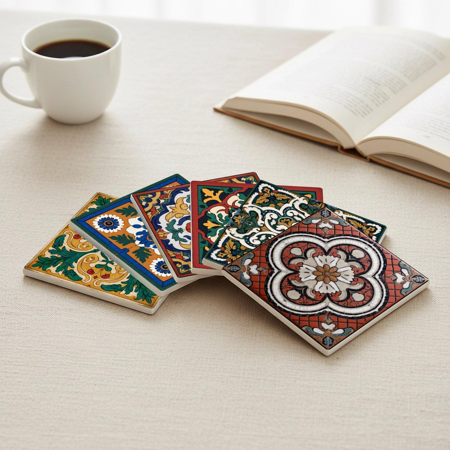 Sottobicchieri Azulejos de estilo neoencáustico victoriano — Geometrico e Déco