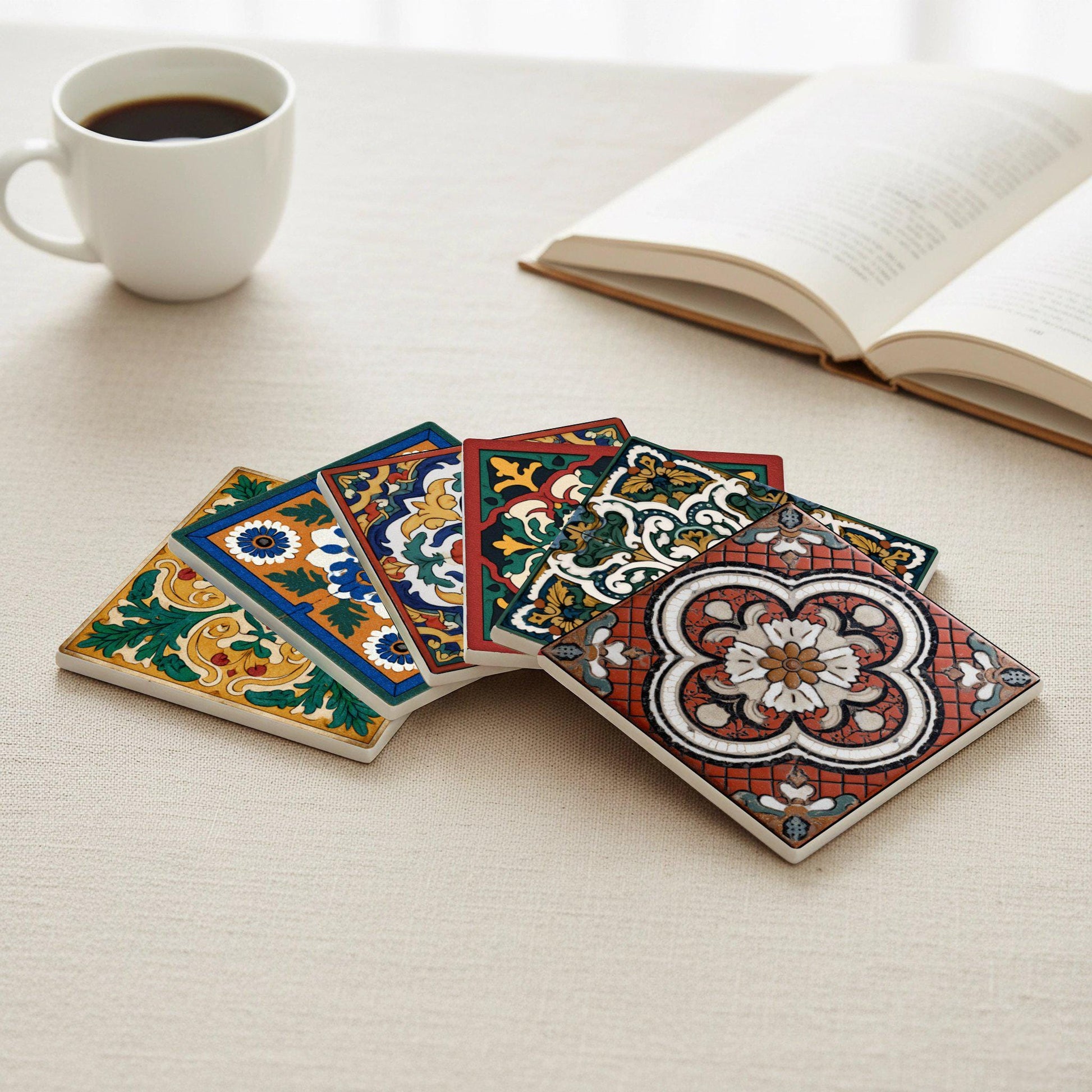 Sottobicchieri Azulejos de estilo neoencáustico victoriano — Geometrico e Déco