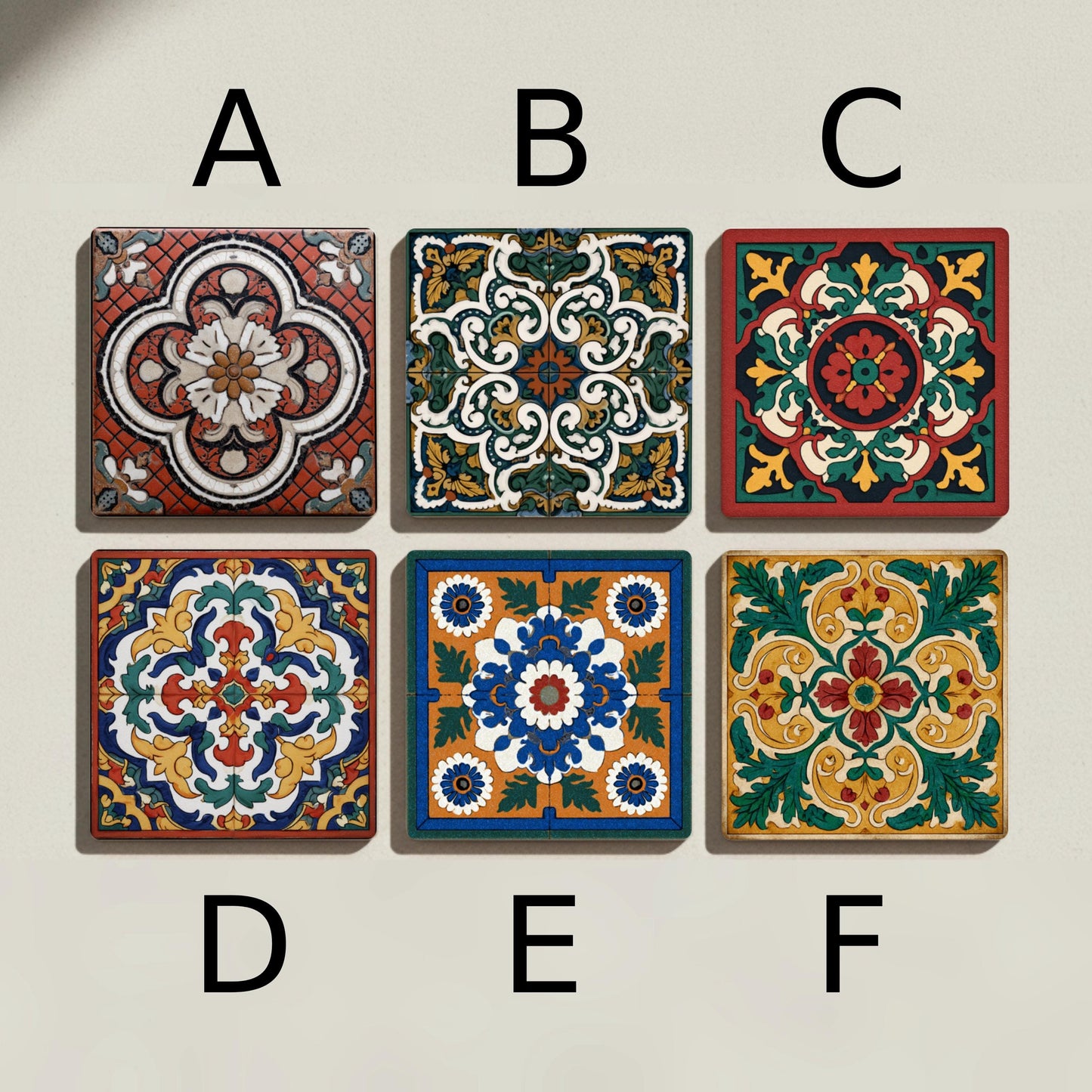 Sottobicchieri Azulejos de estilo neoencáustico victoriano — Geometrico e Déco