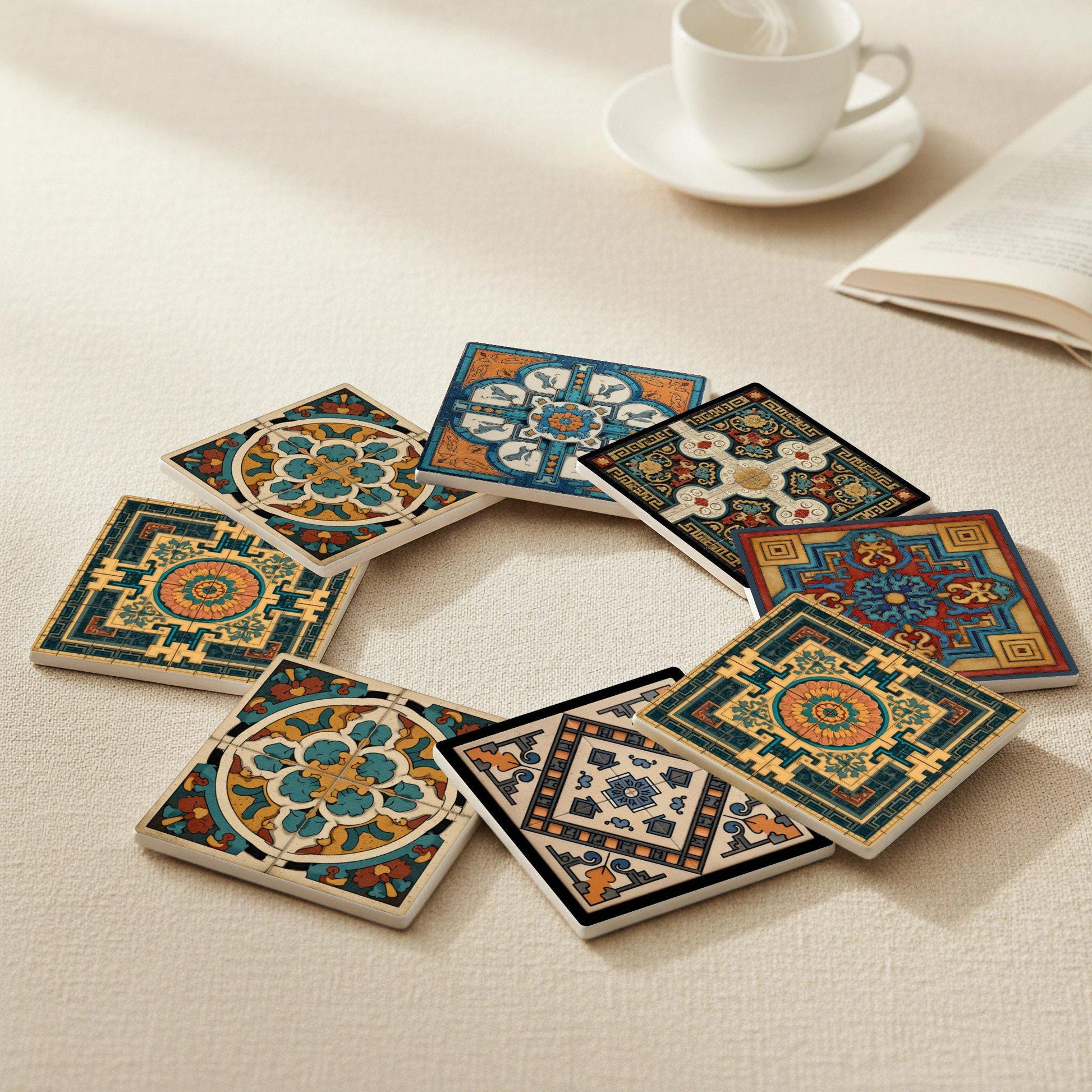 Art Déco · Coaster Set with Cork — Design-Lover's Table Set