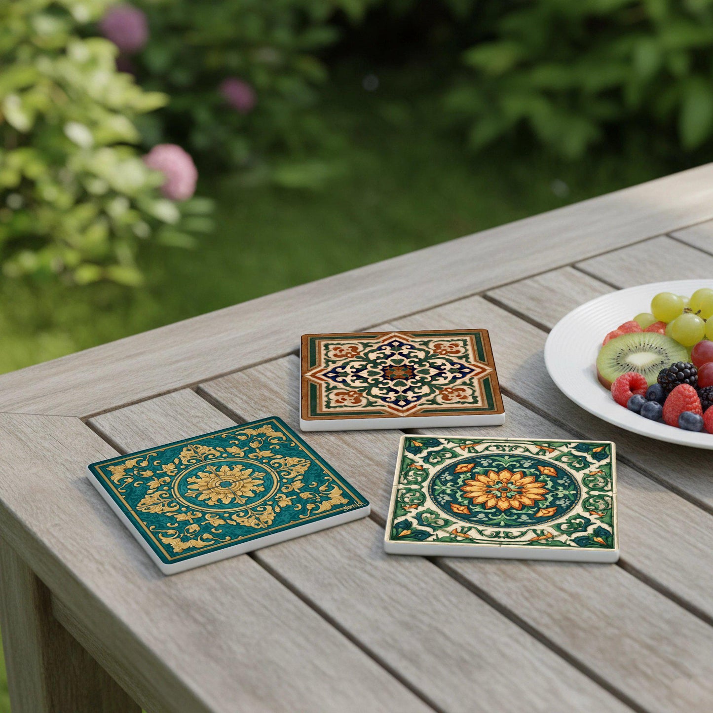 Dessous de Verre Motivos florales indoportugueses — Décor de Table Bord de Mer