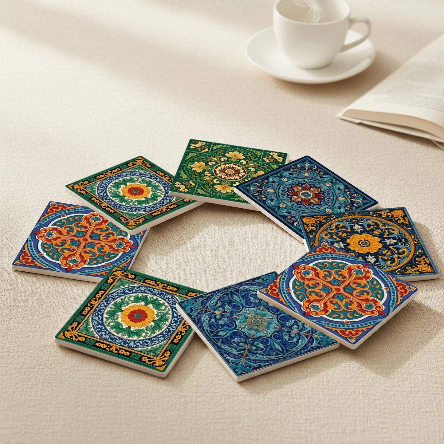 Andaluza Zellige — Ceramic Coaster Set · Design-Lover's Table Set