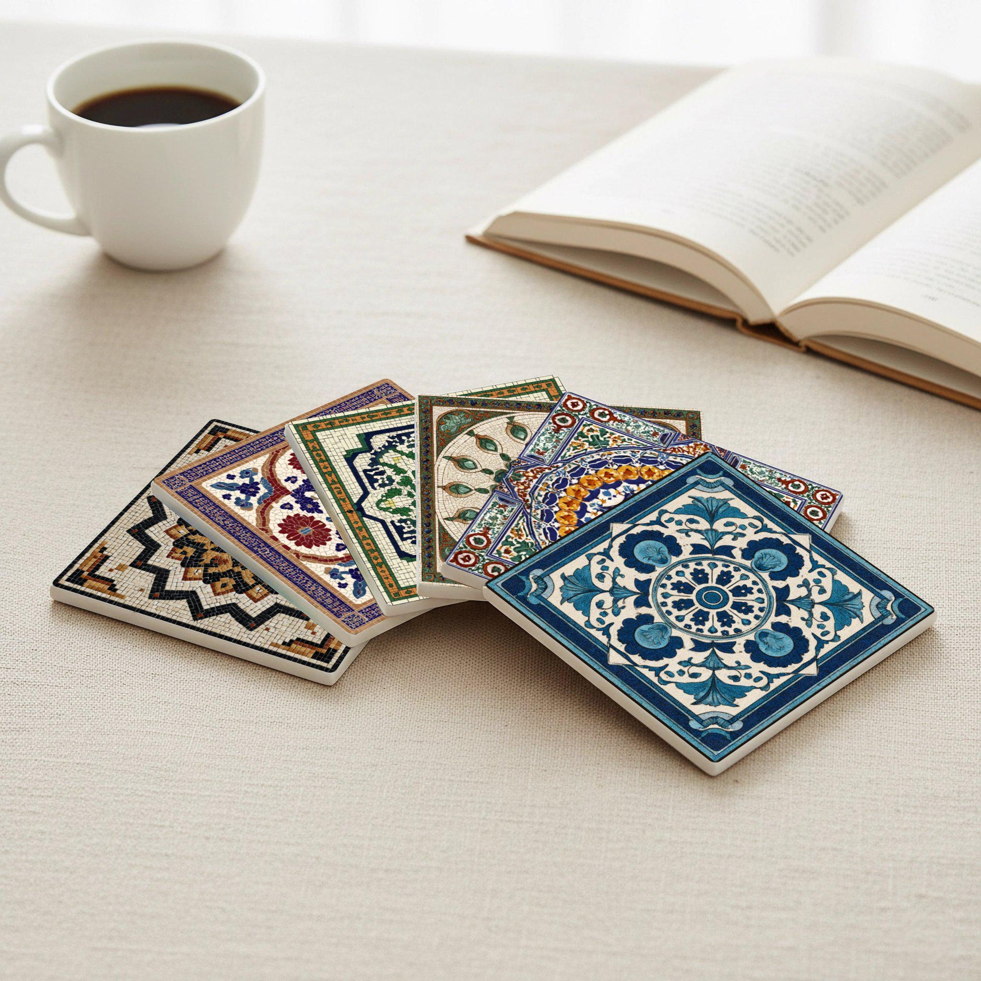 Mosaico cerámico bizantino · Sottobicchieri con Sughero — Set da Tavola per Amanti del Design